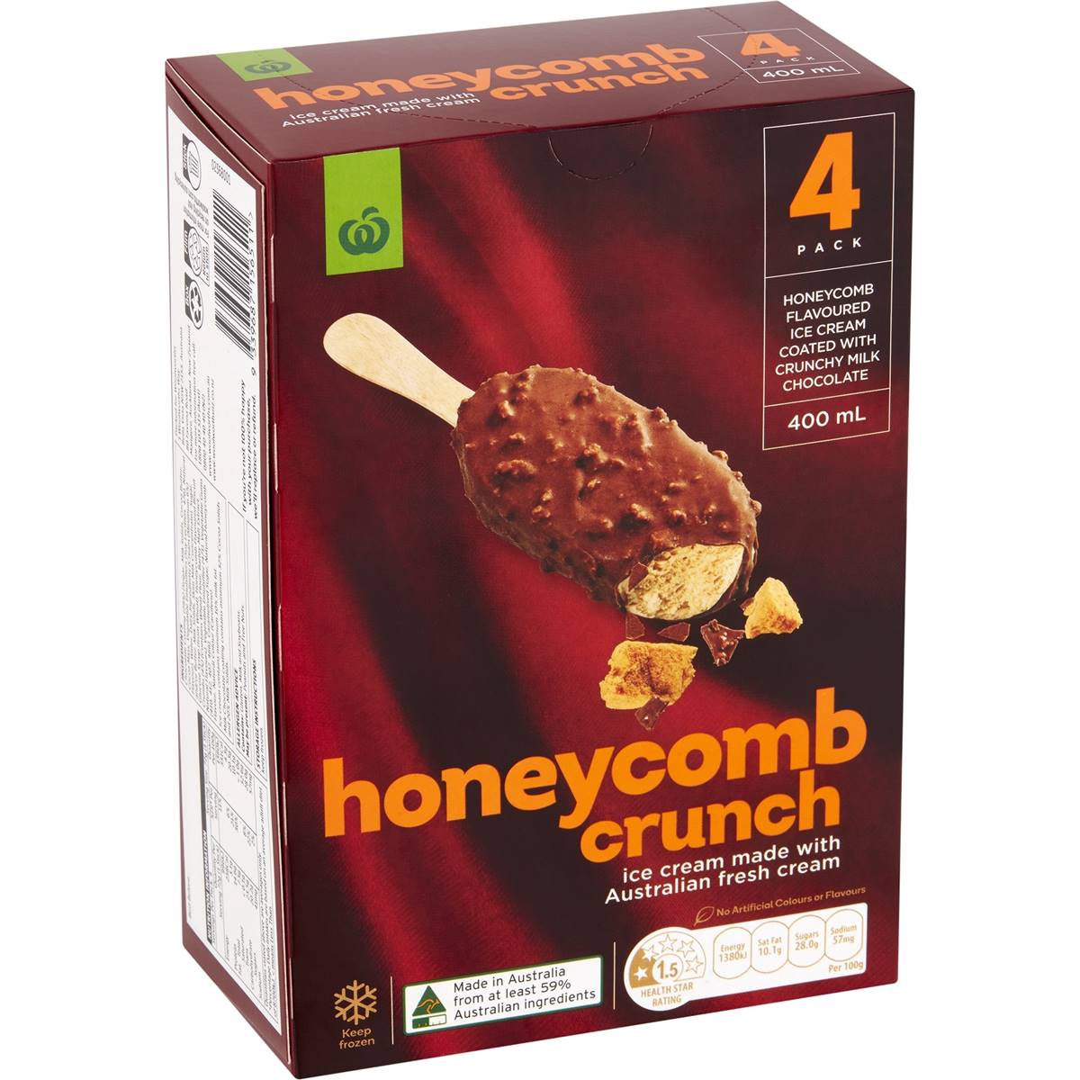 Calories in Woolworths Honeycomb Crunch Ice Cream