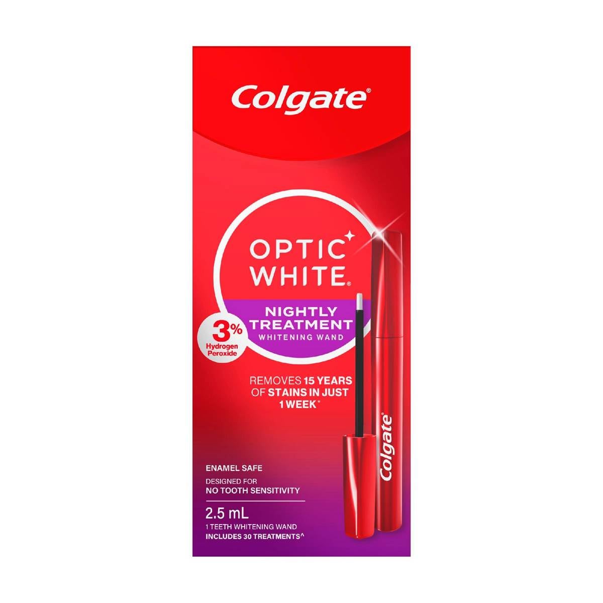 Colgate Teeth Whitening Nightly Treatment Wand Optic White 3% each