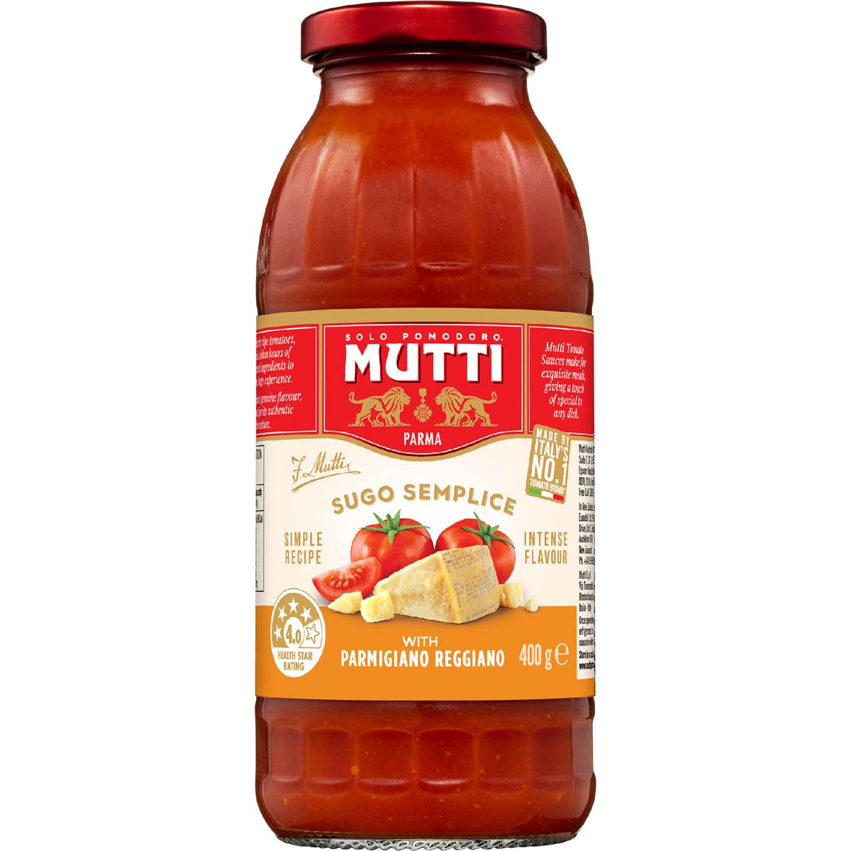 Mutti Sugo Semplice Pasta Sauce Parmesan 400g