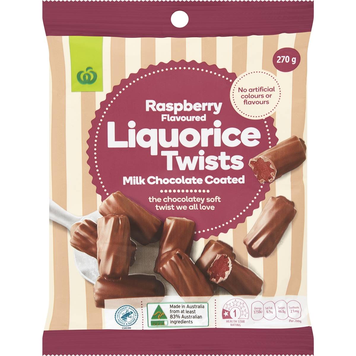 Calories in Woolworths Raspberry Flavoured Liquorice Twists