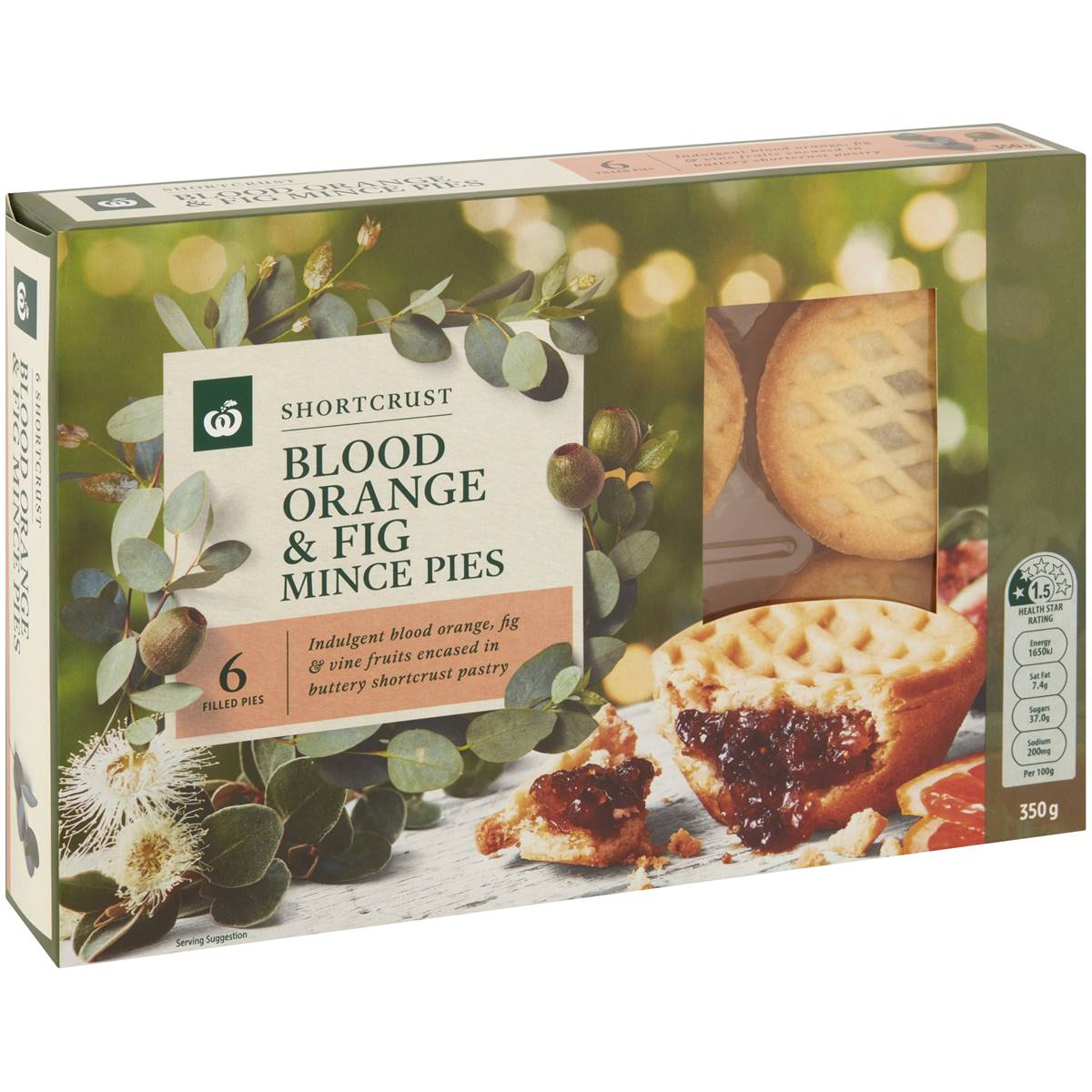 Calories in Woolworths Blood Orange & Fig Fruit Mince Pies Calorie