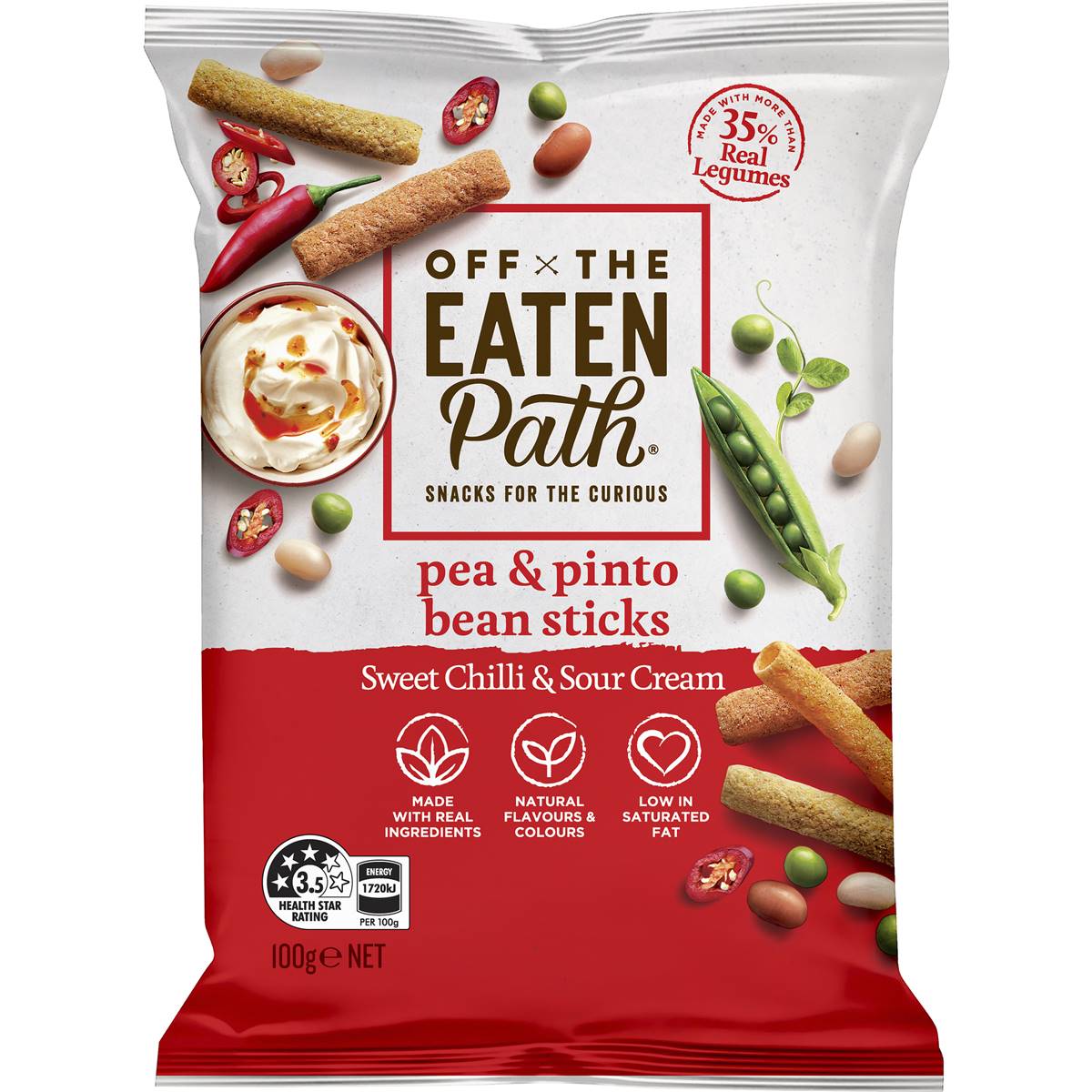 Calories in Off The Eaten Path Veggie Chips Pea & Pinto Bean Sticks