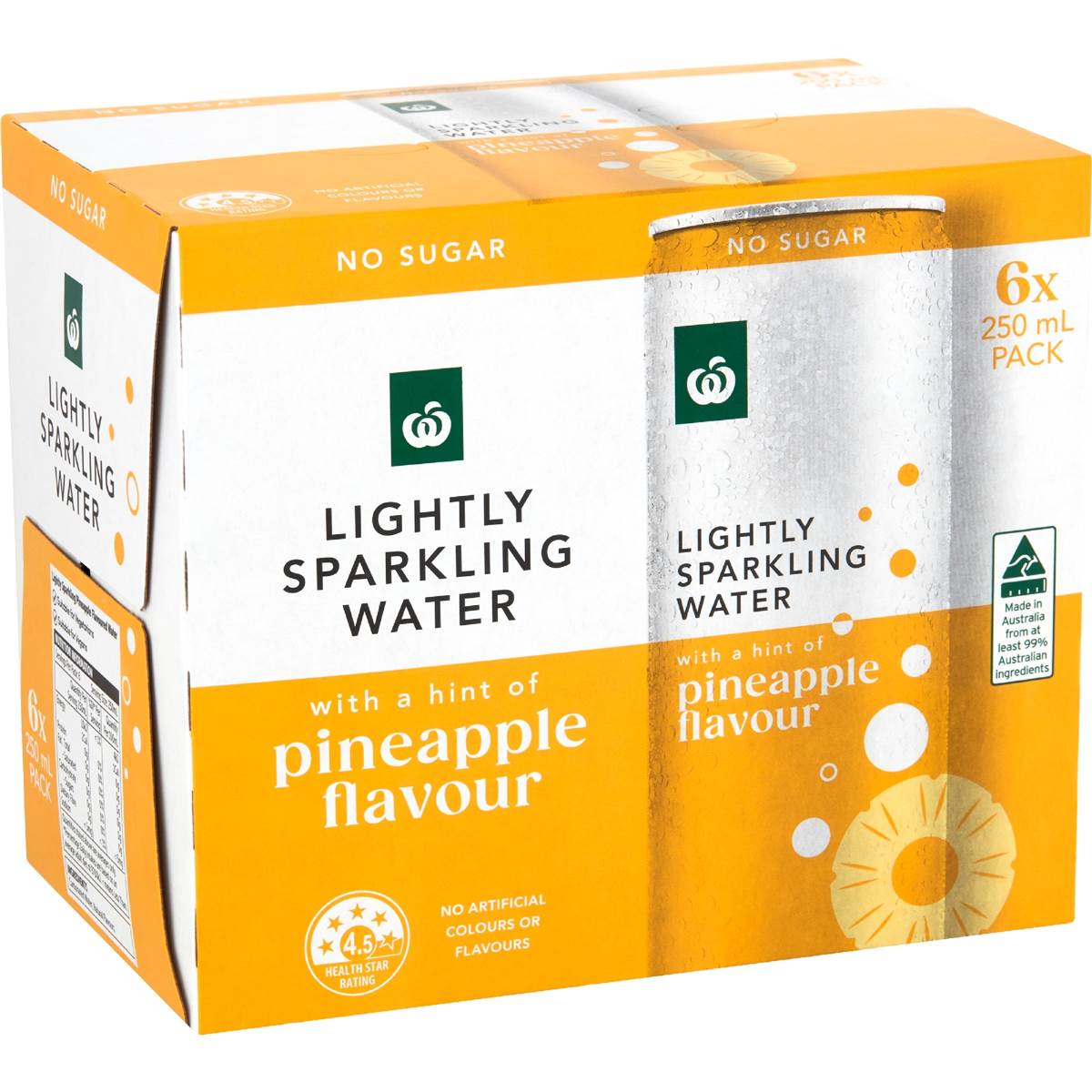 Woolworths Lightly Sparkling Water Cans Pineapple