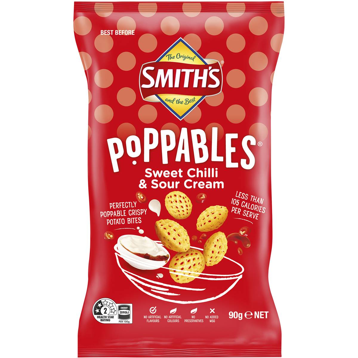 Calories in Smith's Poppables Potato Snacks Sweet Chilli & Sour Cream