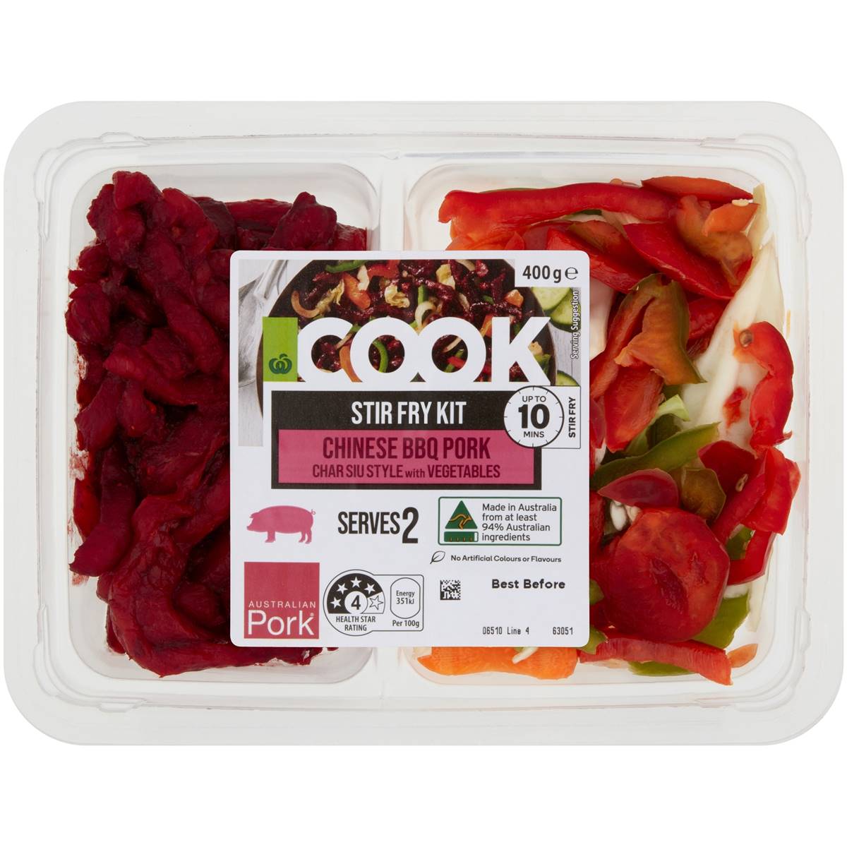 Calories in Woolworths Cook Stir Fry Kit Chinese Bbq Pork Char Siu With Veges