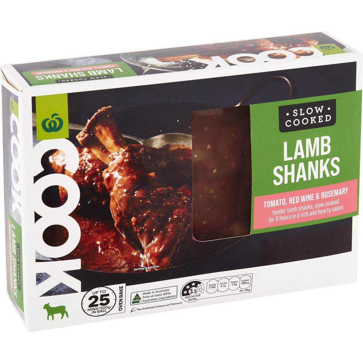 Calories in Woolworths Cook Lamb Shanks With Red Wine & Rosemary