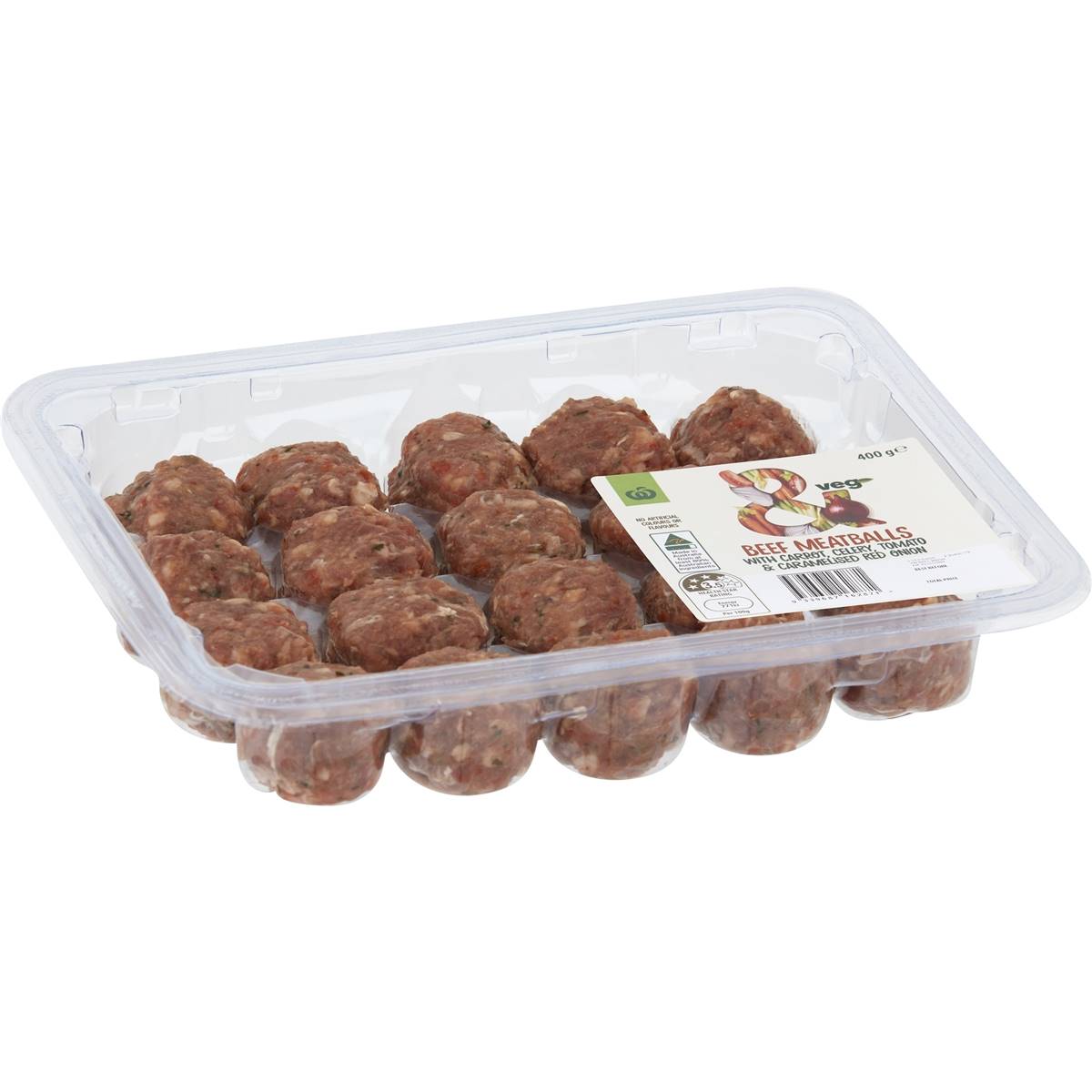 Calories in Woolworths &veg Beef Meatballs With Carrot Celery Tomato