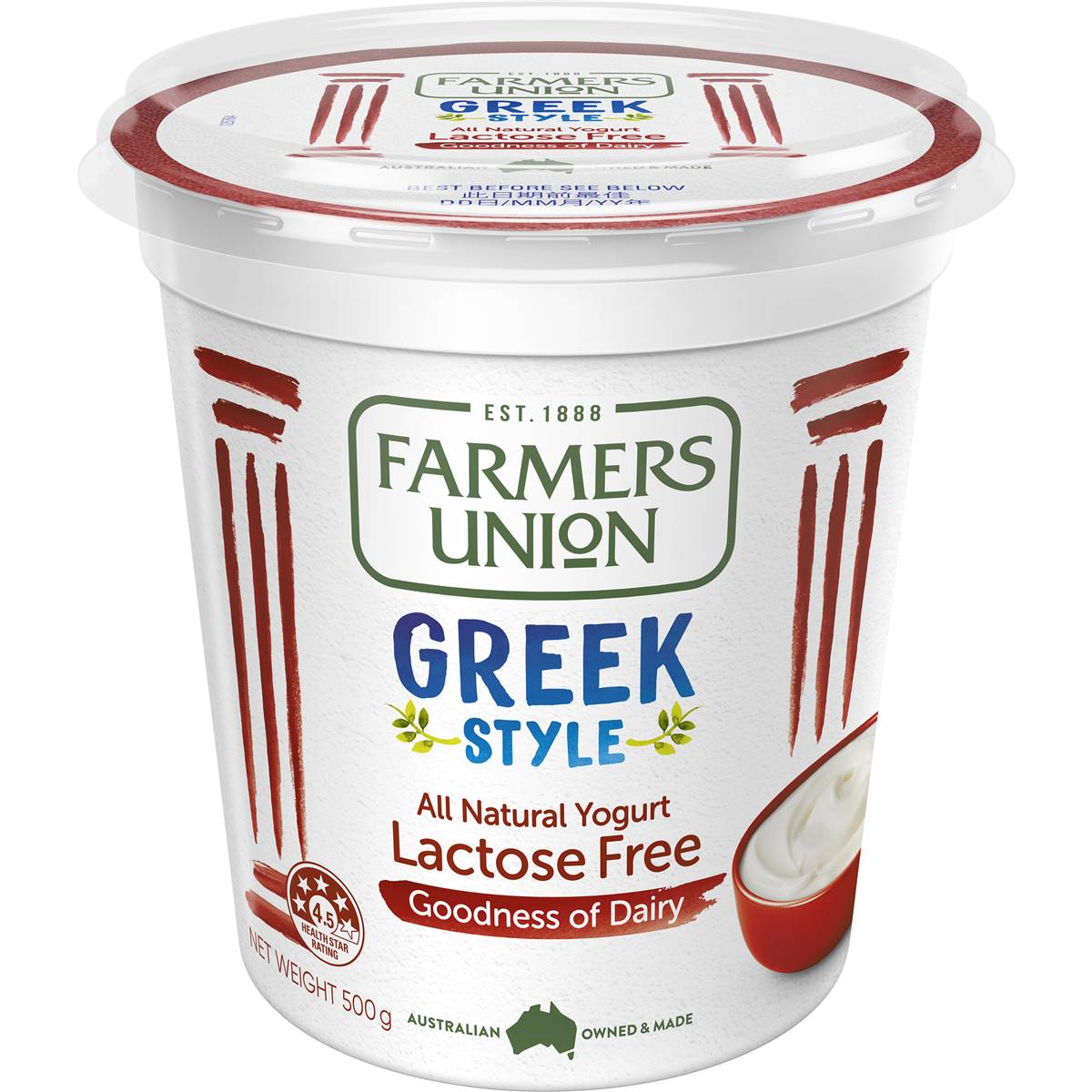 Calories in Farmers Union Greek Style Lactose Free Yoghurt calcount