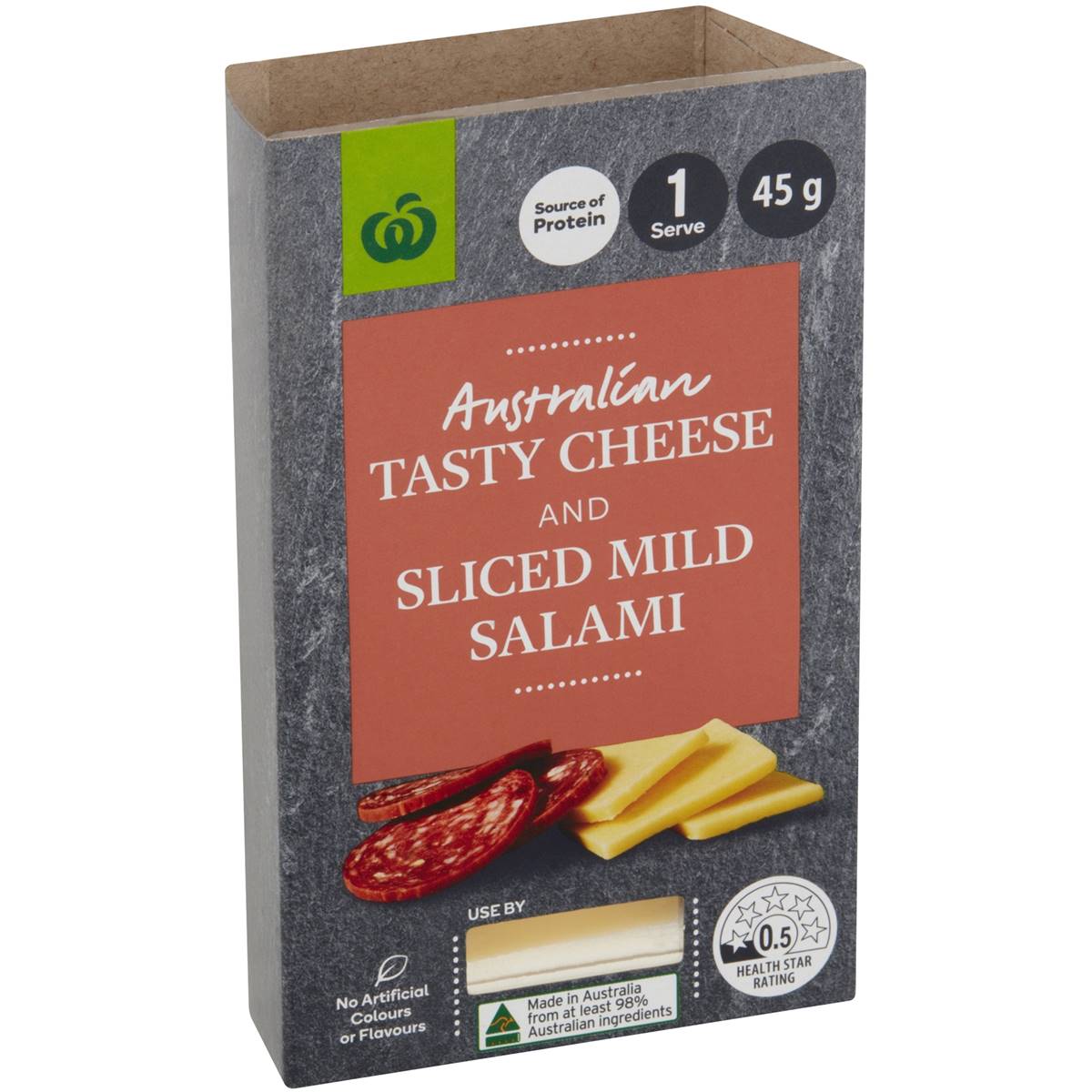 Calories in Woolworths Tasty Cheese Slices & Sliced Mild Salami