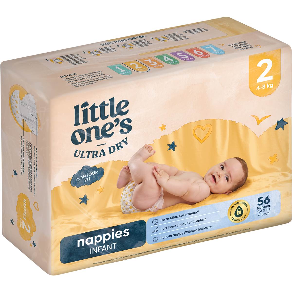 Little One's Ultra Dry Nappies Size 2 Infant (4-8kg) 56 pack