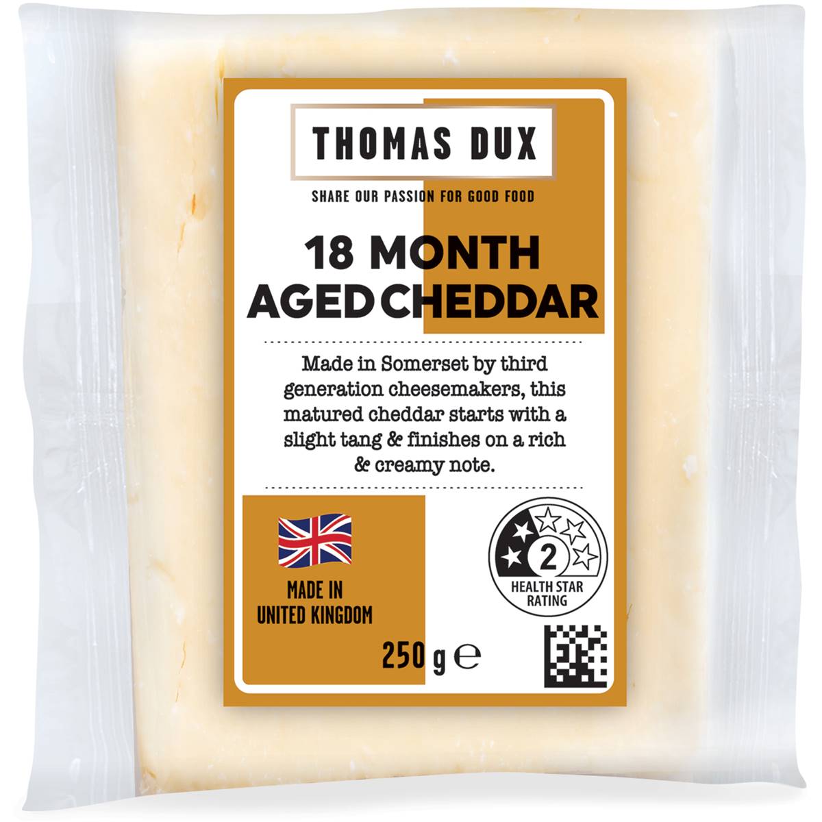 Calories in Thomas Dux Aged Cheddar 18 Months