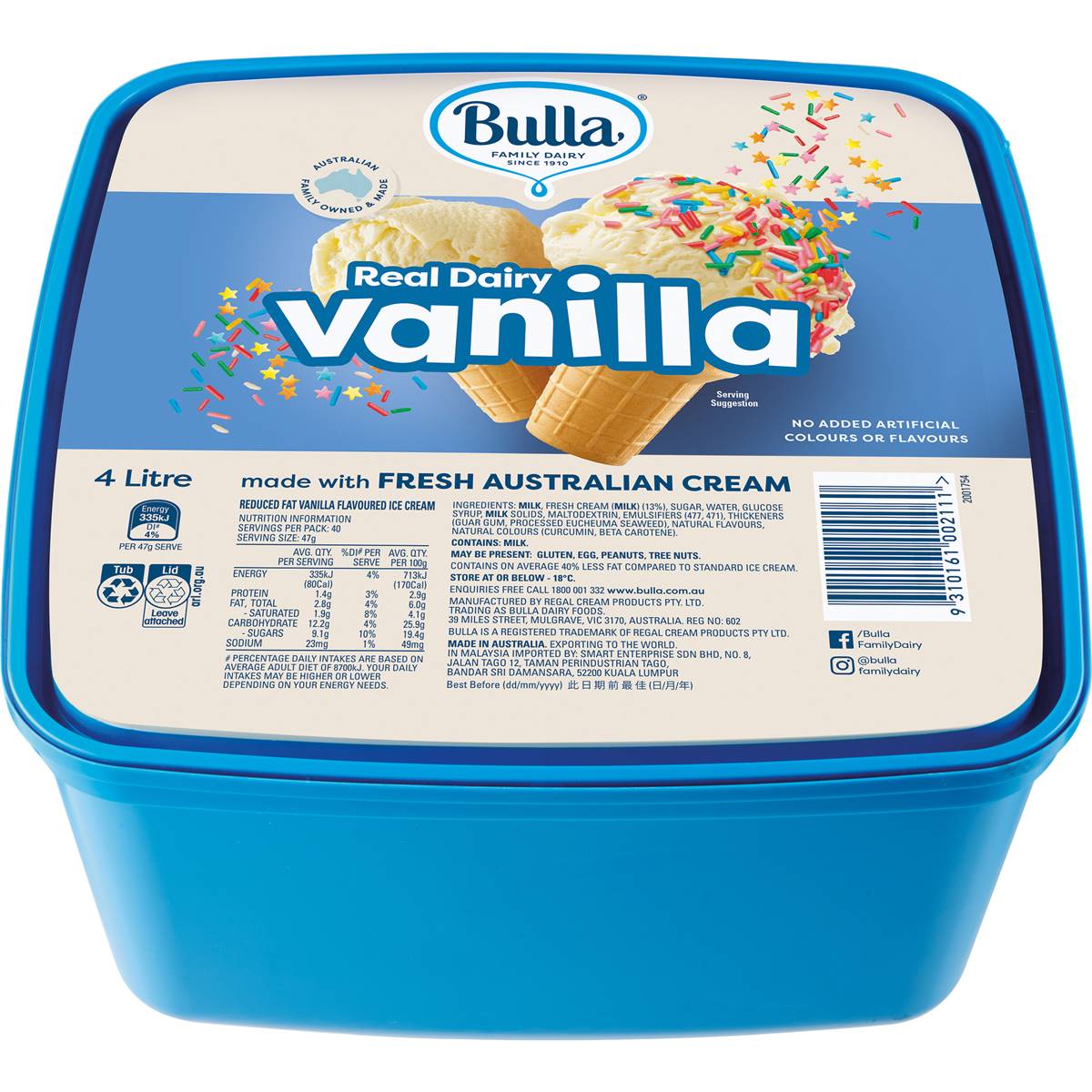 Bulla Ice Cream Vanilla Tub