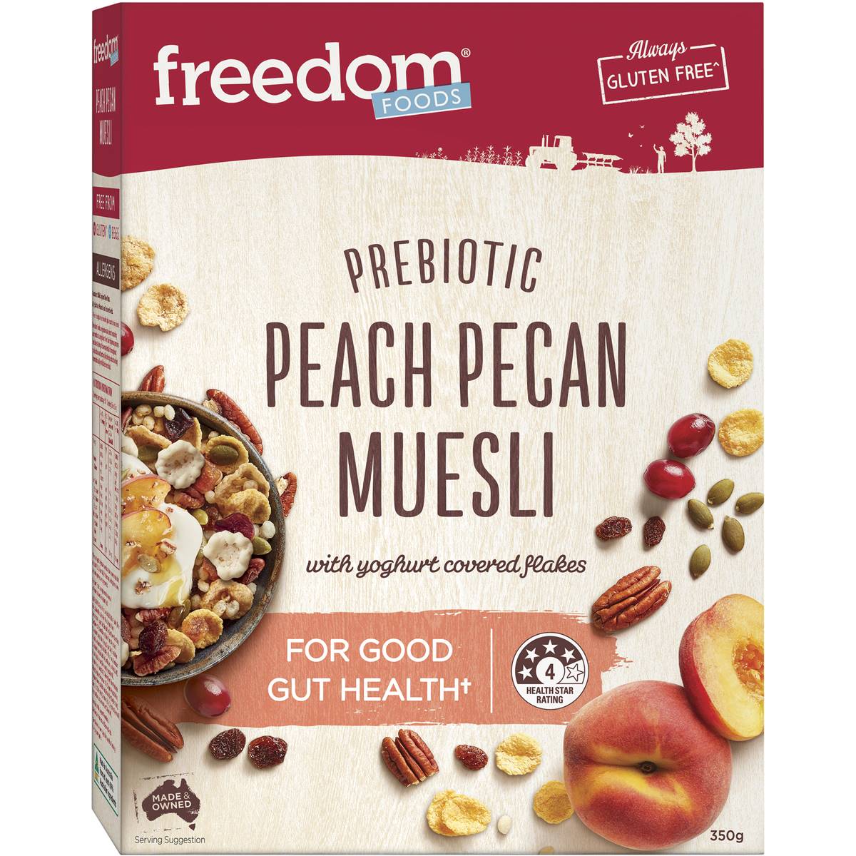 Calories in Freedom Foods Prebiotic Peach Pecan Muesli calcount