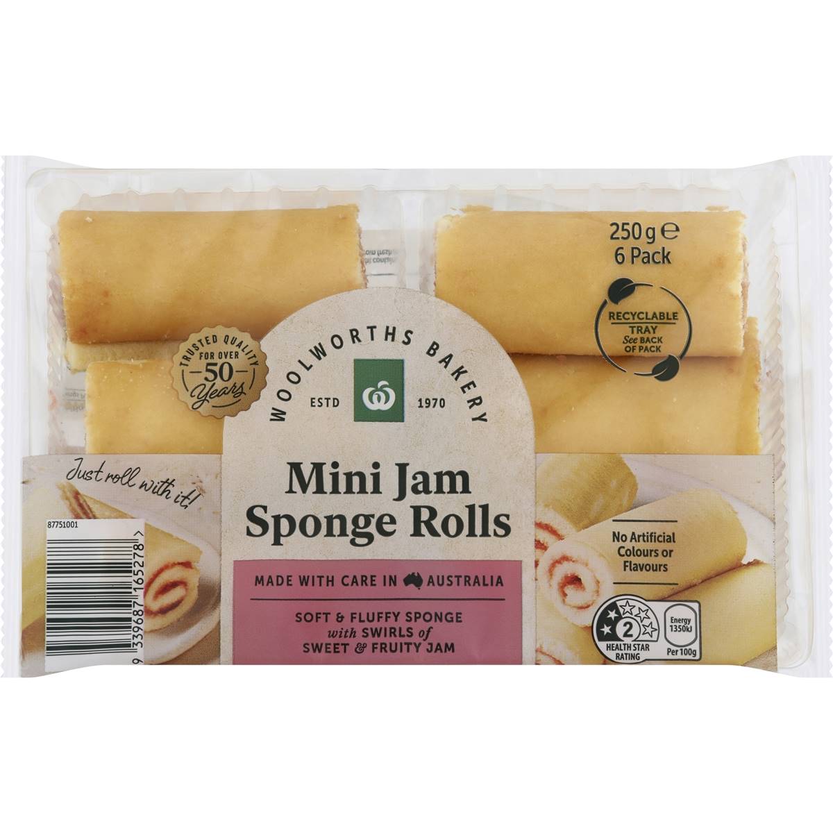 Calories in Woolworths Mini Jam Sponge Rolls