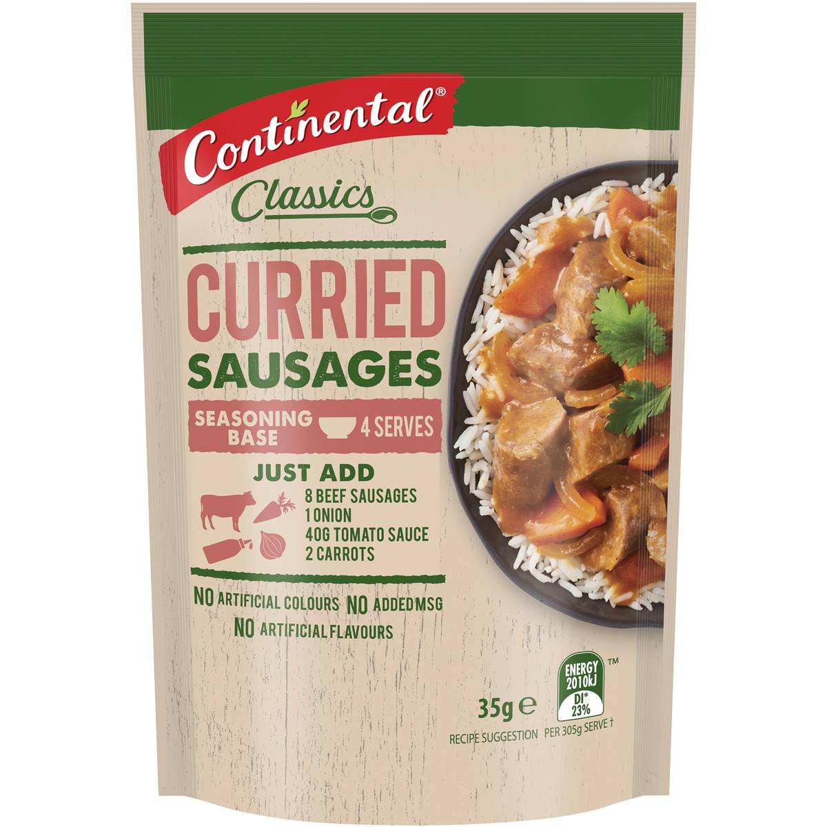 Calories in Masterfoods Curried Sausages Recipe Base calcount