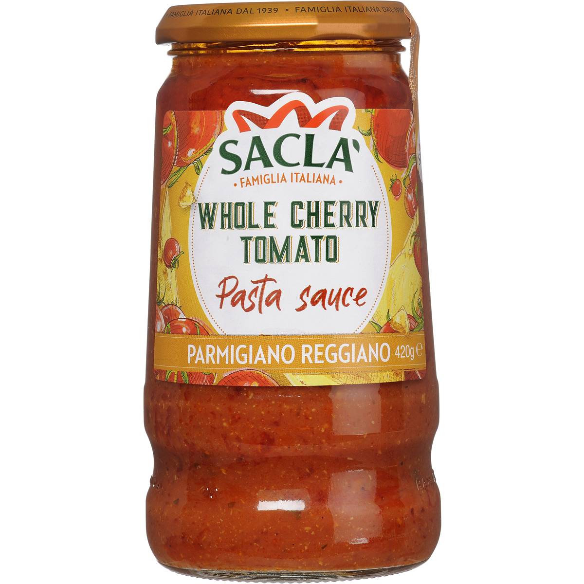 Calories in Sacla Cherry Tomato & Parmigano Pasta Sauce calcount