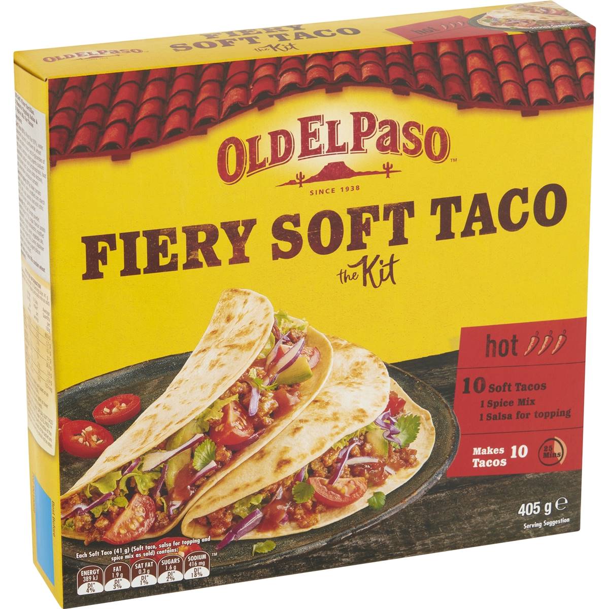 Calories in Old El Paso Fiery Soft Taco Kit Hot calcount