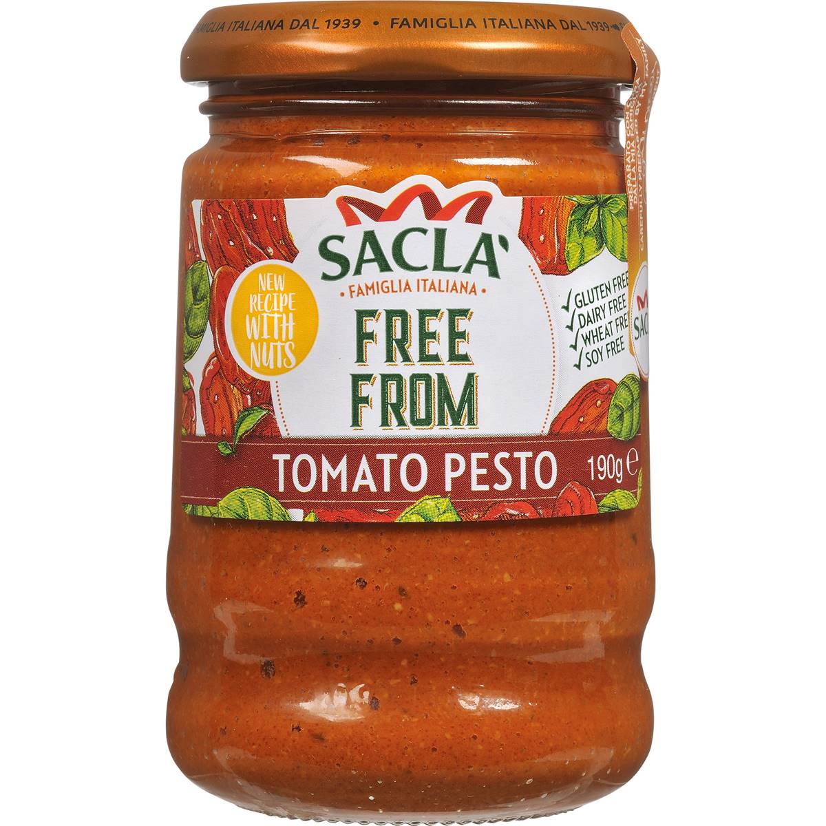 Calories in Sacla Tomato Pesto Free From