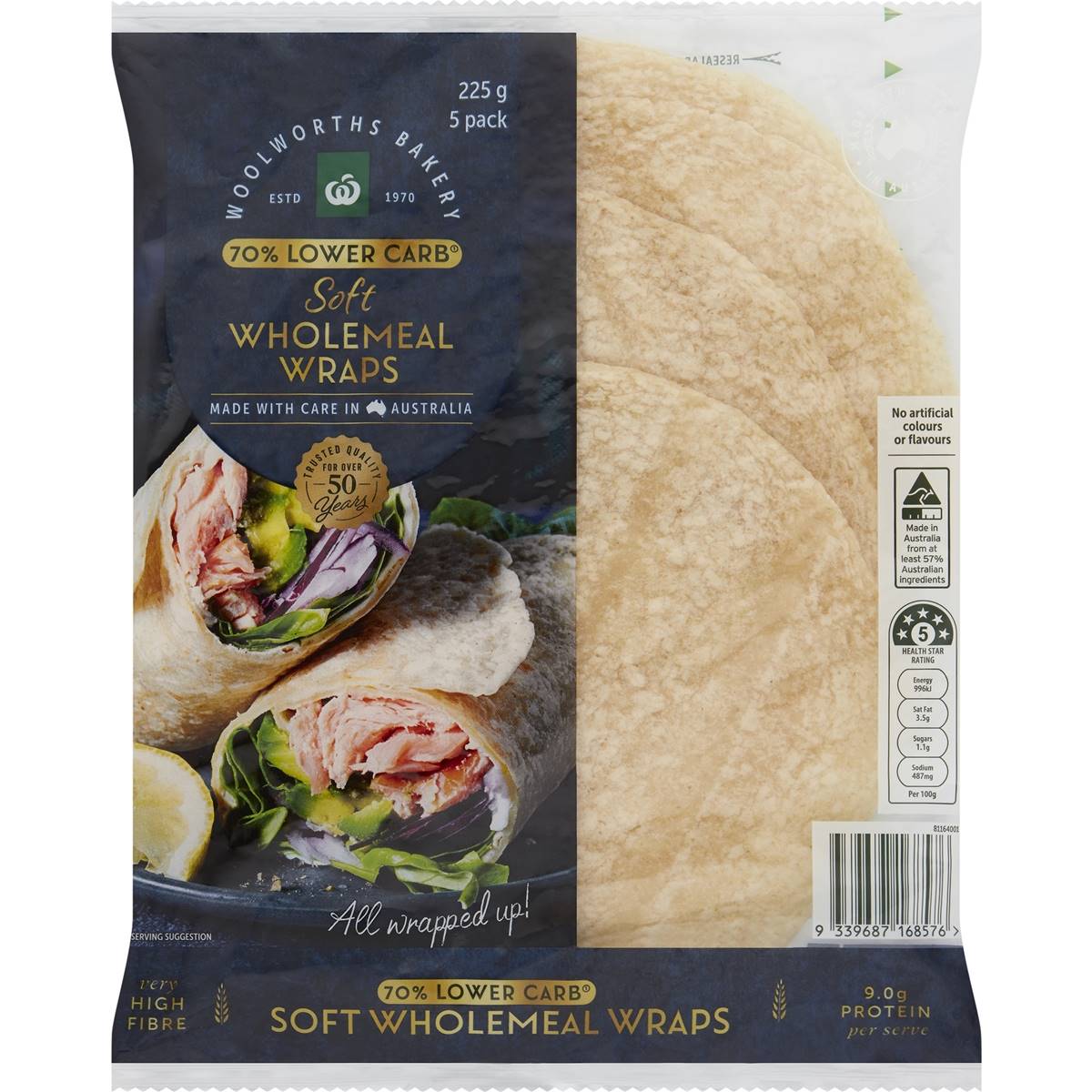 Calories in Woolworths Lower Carb Wholemeal Wrap