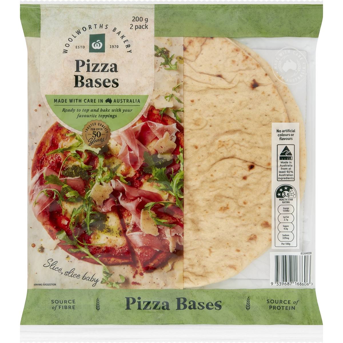 Calories in Woolworths Thin Crust Pizza Base