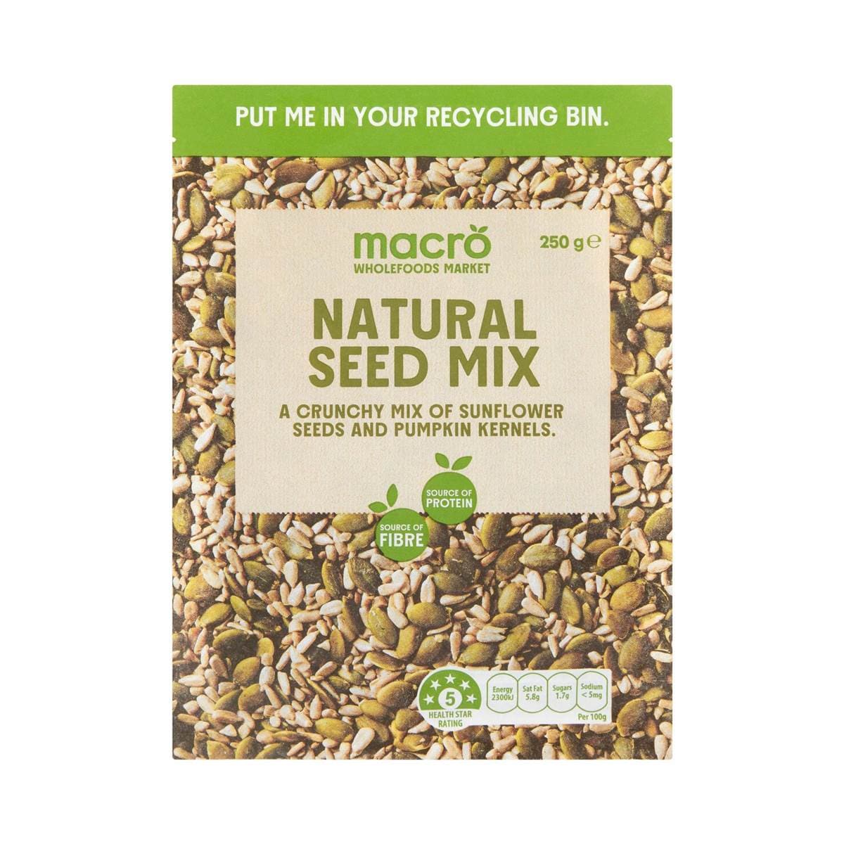 Calories in Macro Seed Mix With Pepitas & Sunflower Seeds calcount