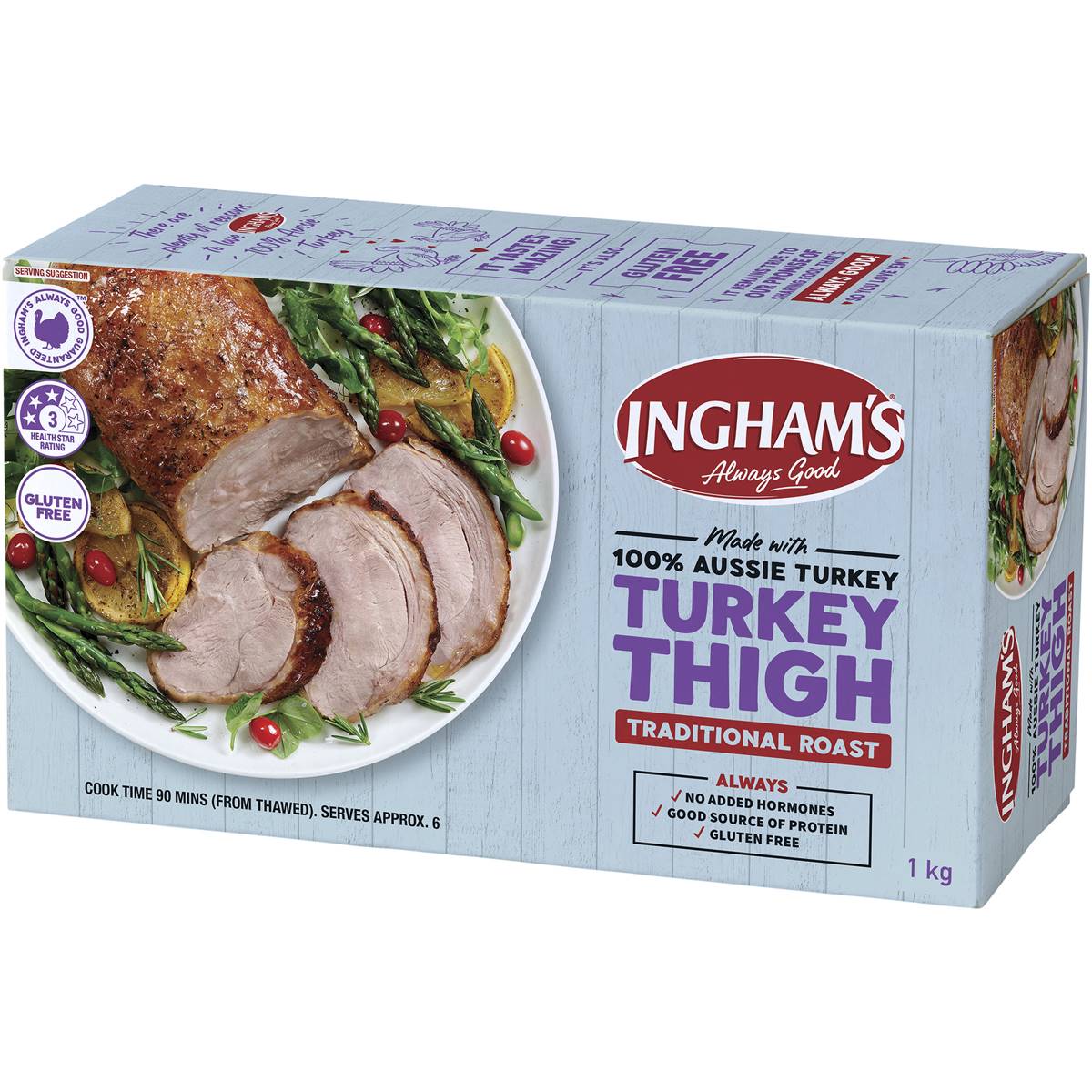 Calories in Inghams Traditional Roast Turkey Thigh, frozen calcount