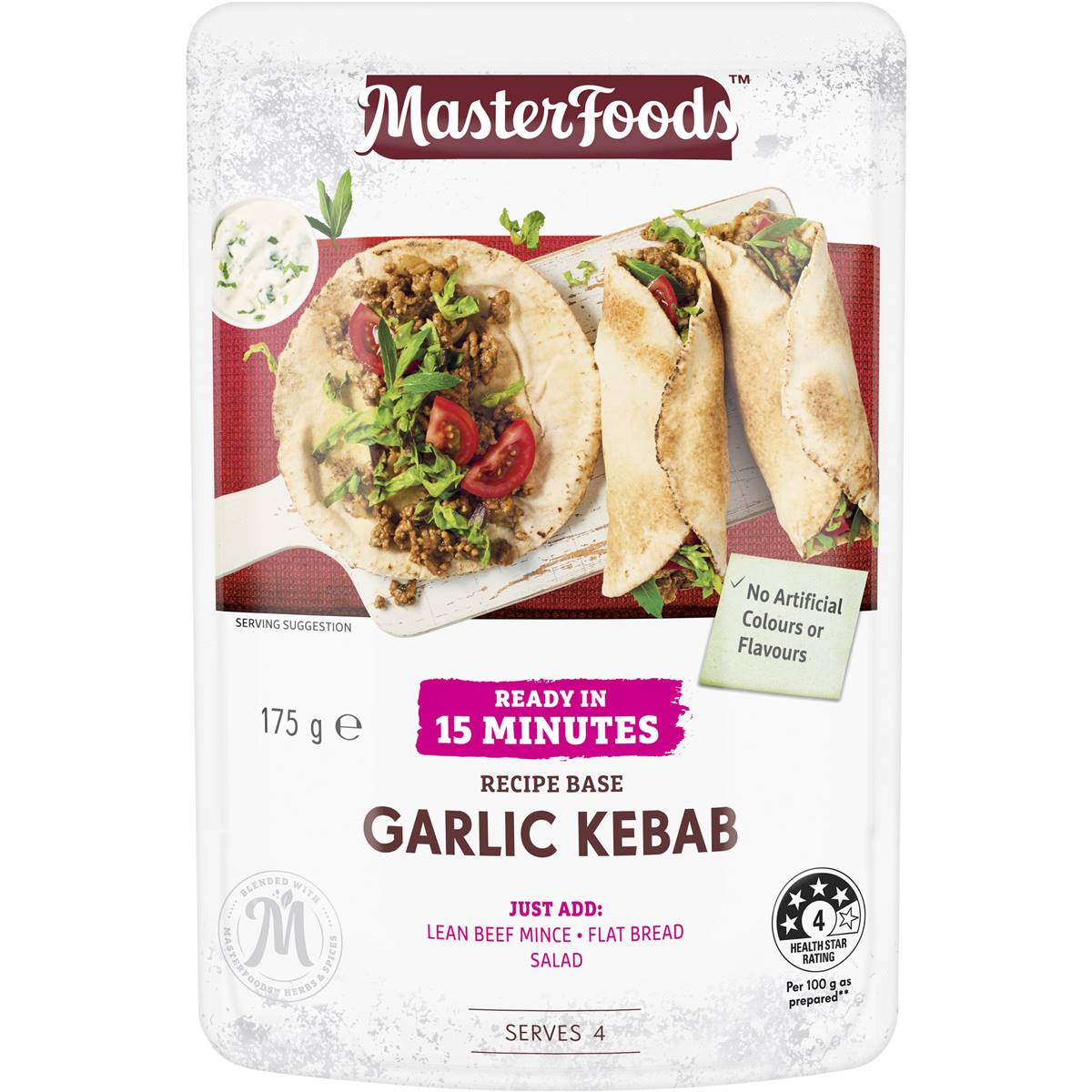 Calories in Masterfoods Recipe Base Garlic Kebab calcount