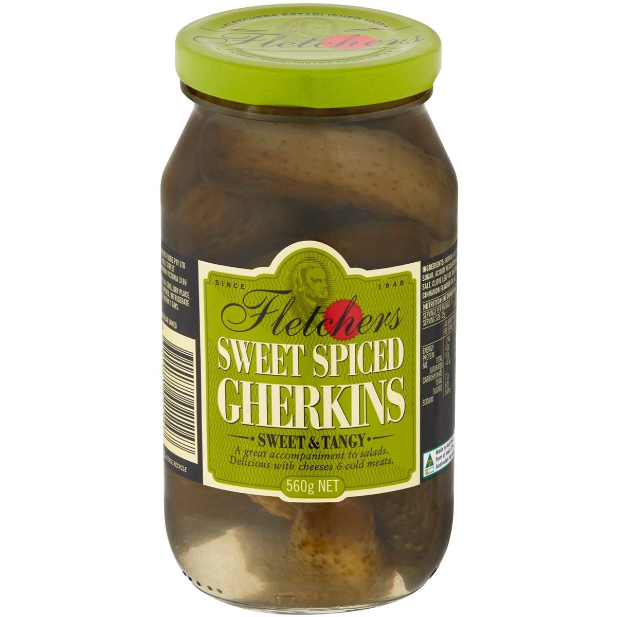 Calories in Fletchers Gherkins Sweet Spiced calcount