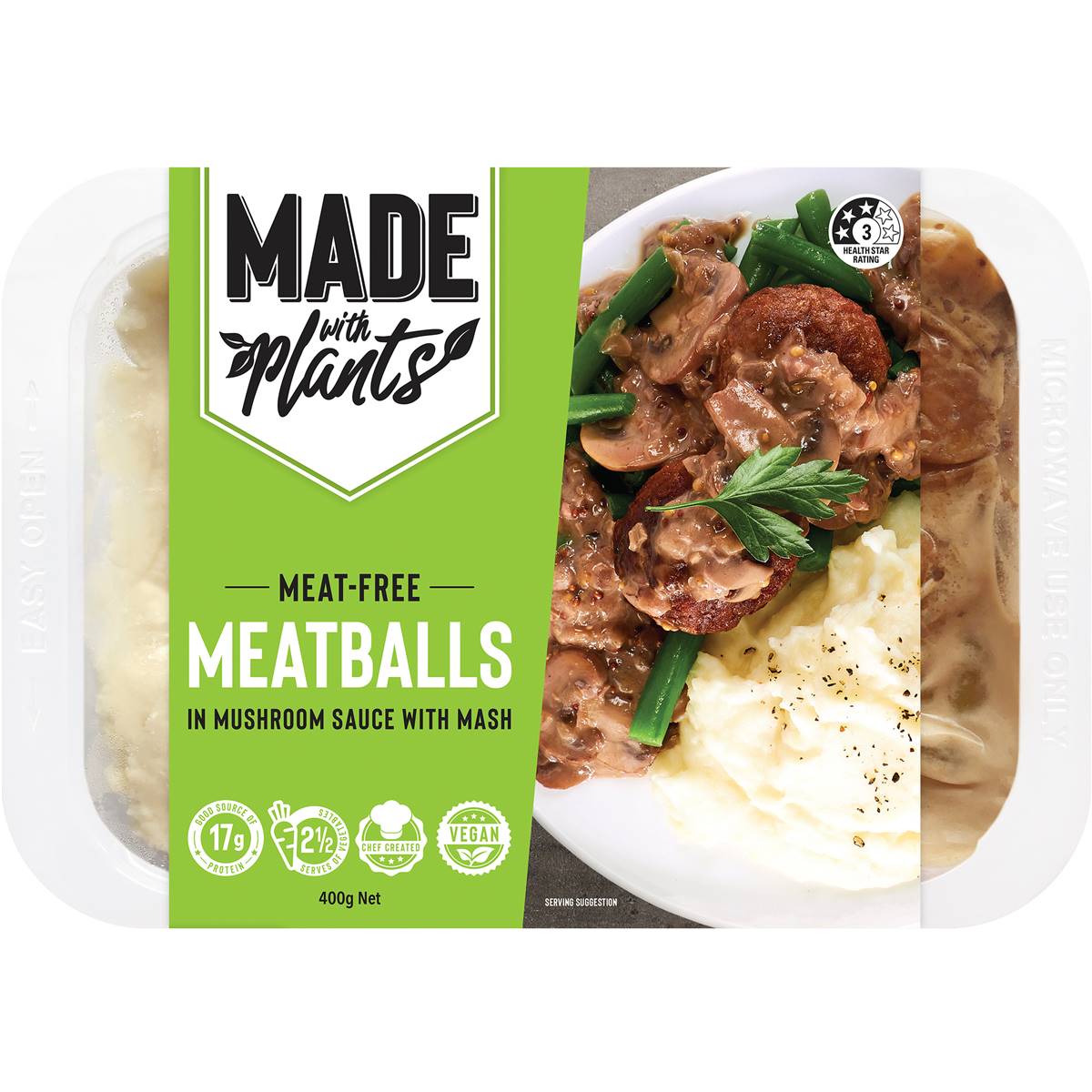 Calories in Made With Plants Meat-free Meatballs In Mushroom Sauce With ...
