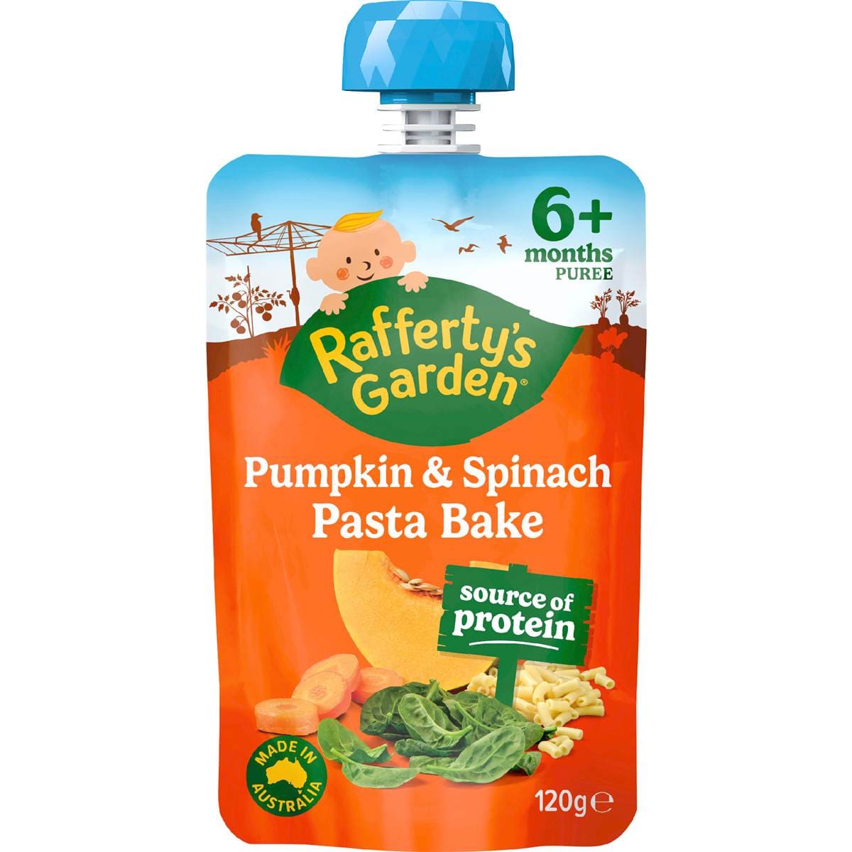 Rafferty's Garden Baby Food Pouch Pumpkin & Spinach Pasta Bake 6+ Months 120g