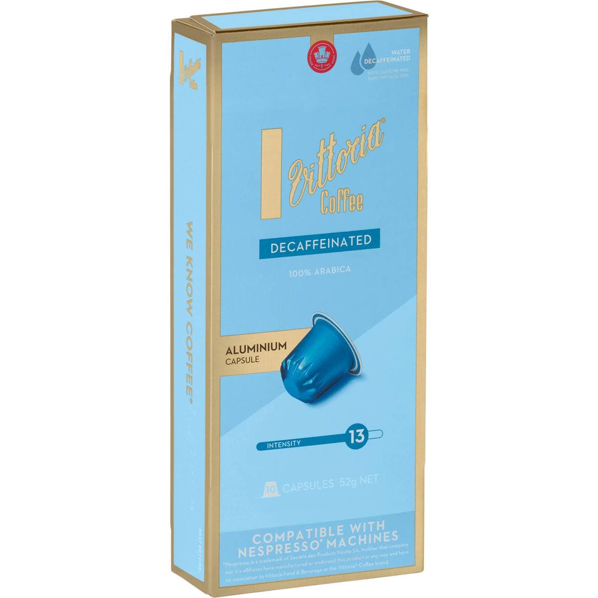 Vittoria Decaffeinated Nespresso Compatible Coffee Capsules 10 pack