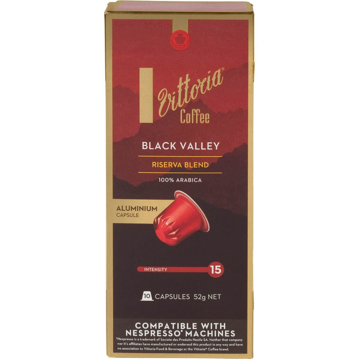 Vittoria Black Valley Nespresso Compatible Coffee Capsules 10 pack