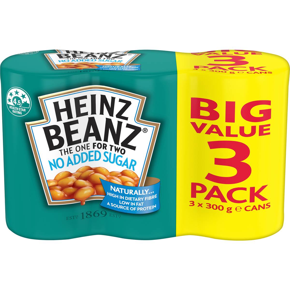 Calories in Heinz Beanz Baked Beans No Added Sugar Multipack Calorie