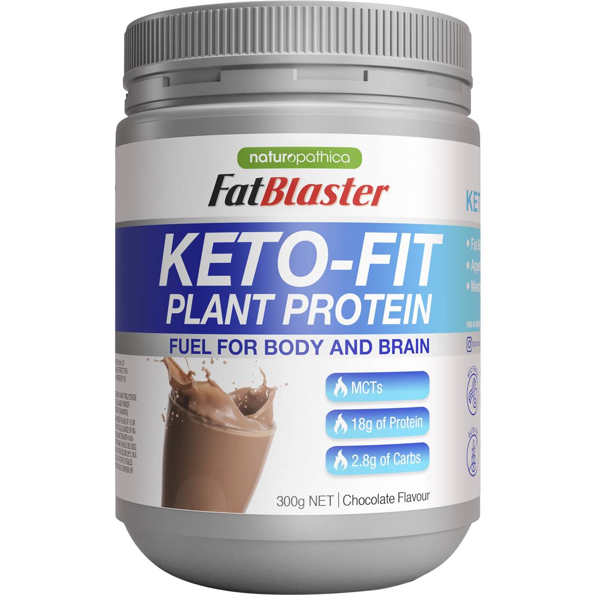 Calories in Naturopathica Fat Blaster Keto-fit Plant Protein Chocolate Flavour