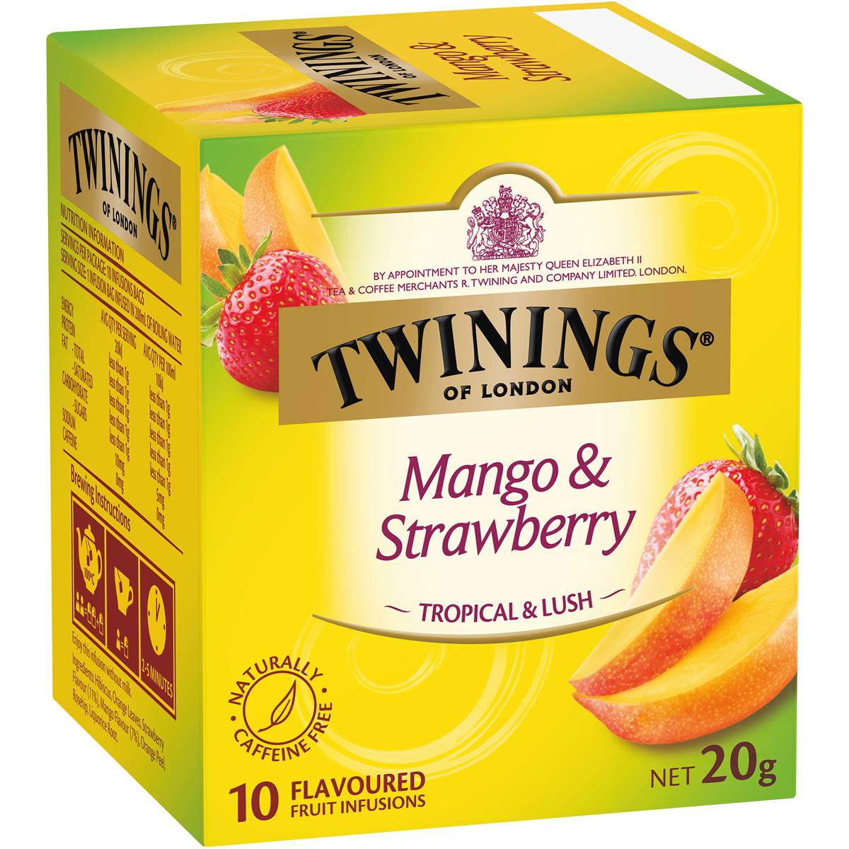 Calories in Twinings Mango & Strawberry Tea Bags Infusions