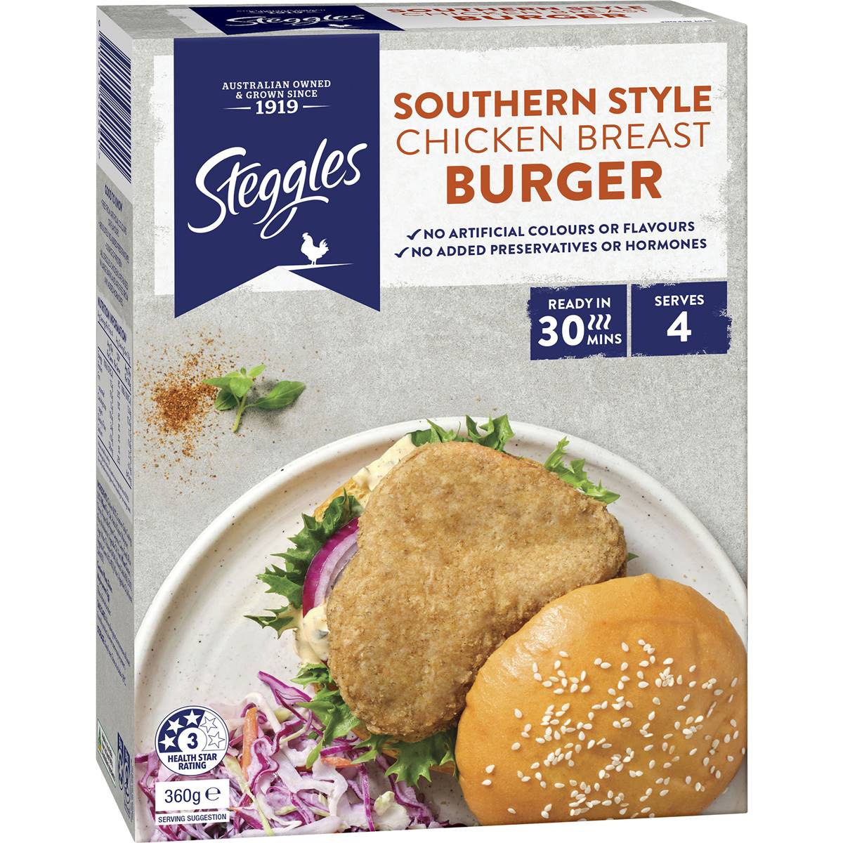 Calories in Steggles Southern Style Chicken Breast Burgers