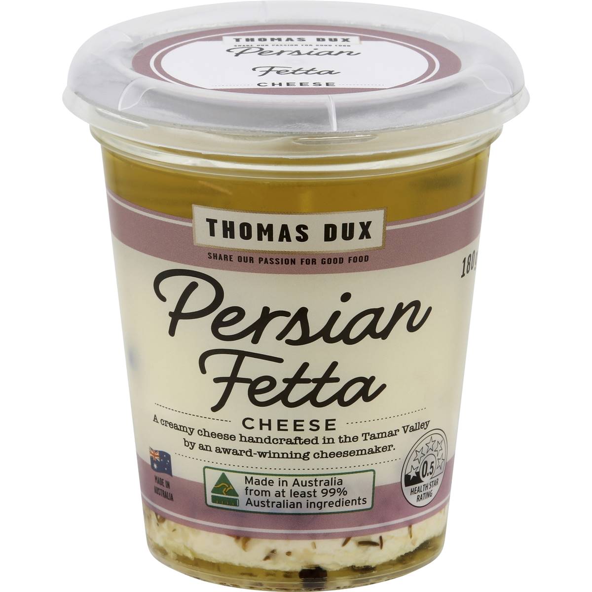 Calories in Thomas Dux Persian Fetta Cheese
