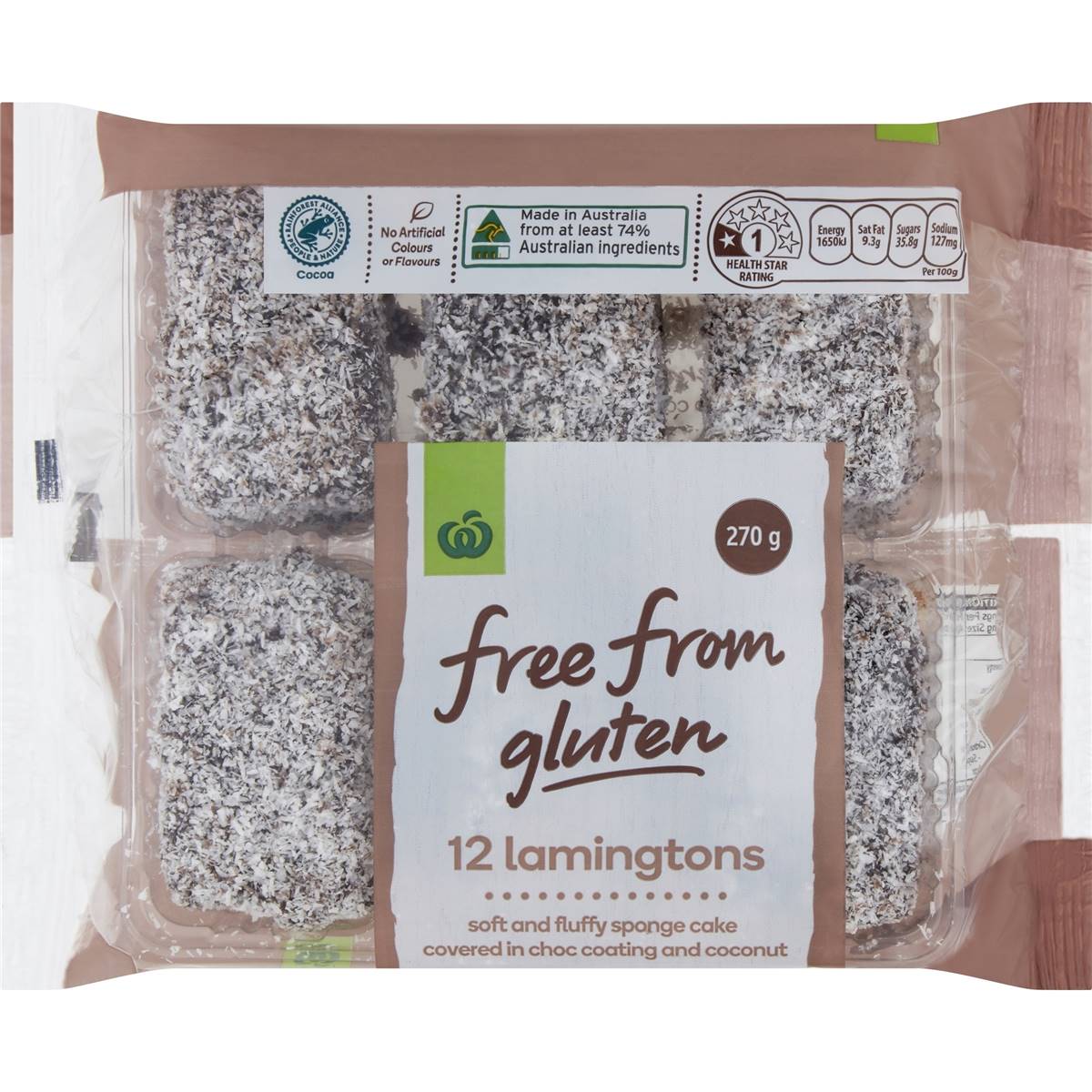 Calories in Woolworths Free From Gluten Lamingtons