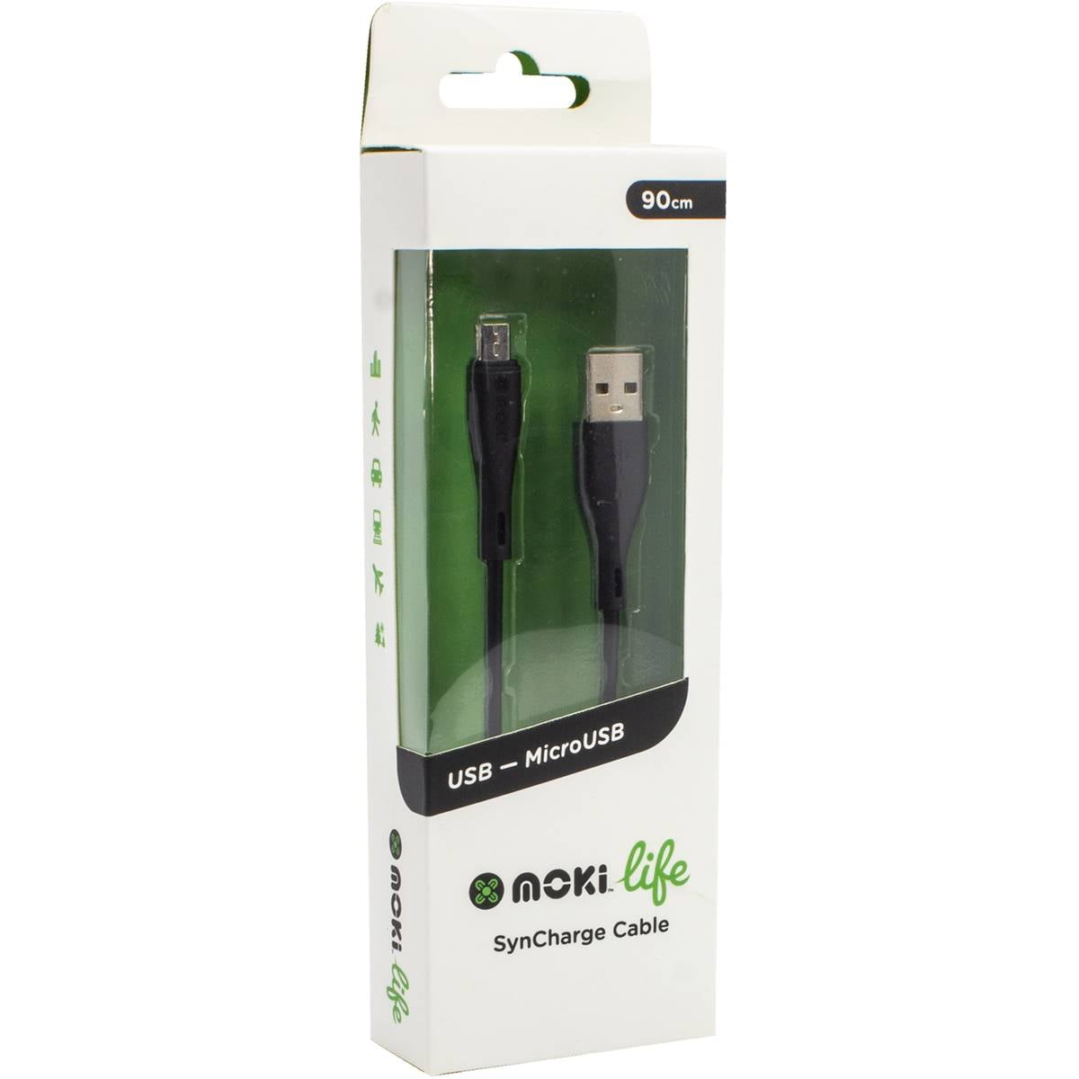 Moki Life Micro USB To USB Syncharge Cable 90cm