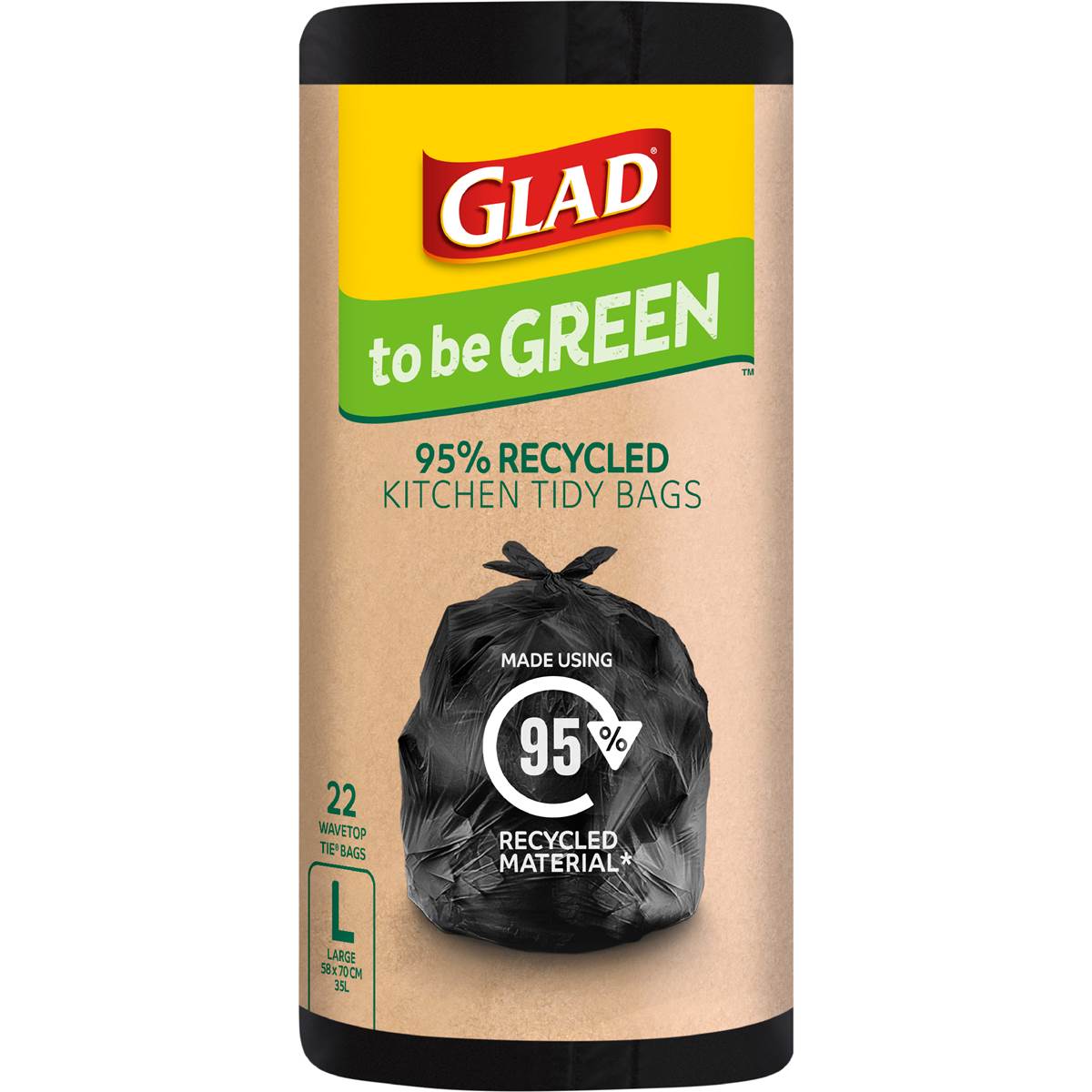Glad 95% Recycled Kitchen Tidy Bags Large 22 pack