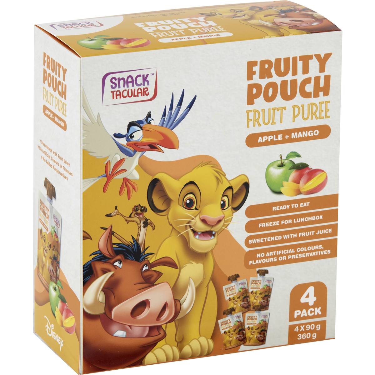 Calories in Snacktacular Fruity Pouch Fruit Puree Apple & Mango