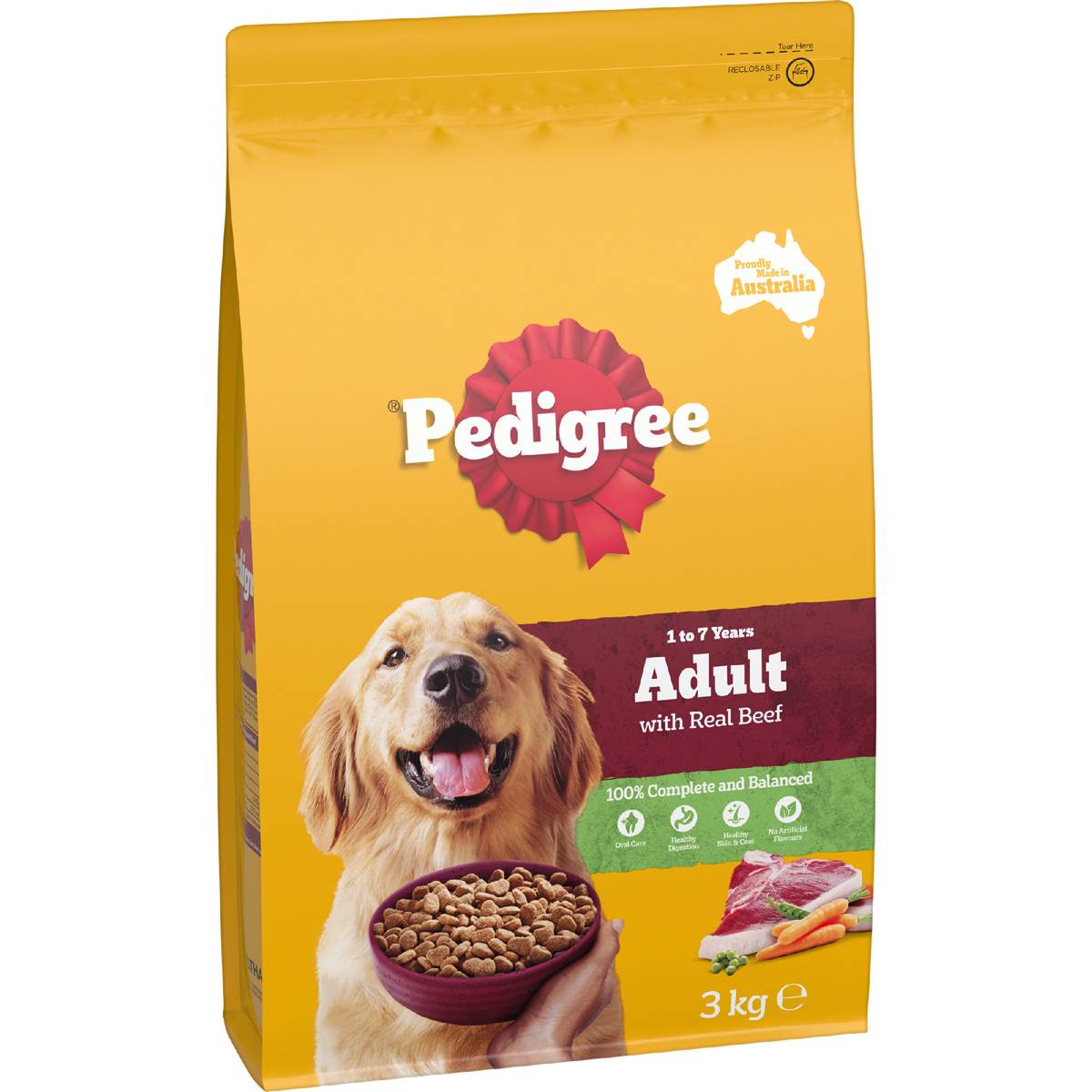 Pedigree Adult Dry Dog Food with Real Beef 3kg