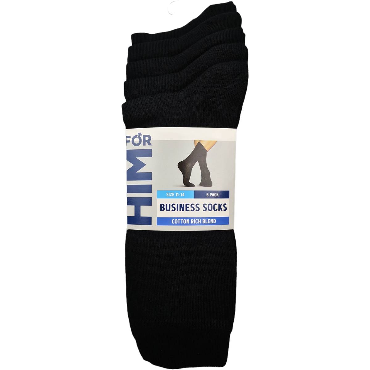 For Him Business Socks Black Size 11-14