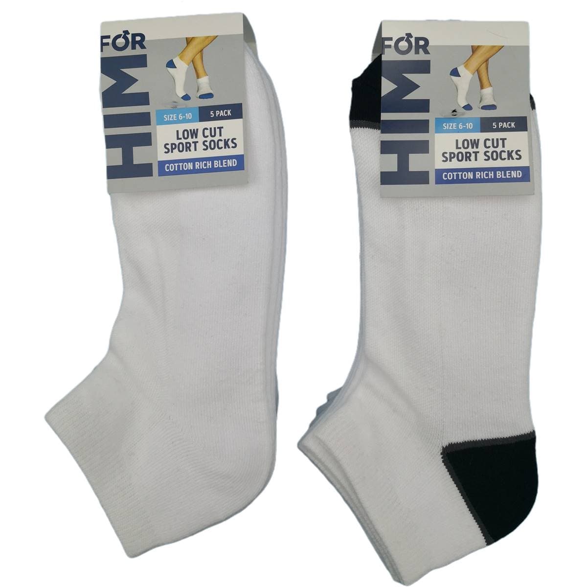 For Him Low Cut Sport Socks Size 6-10 Assorted