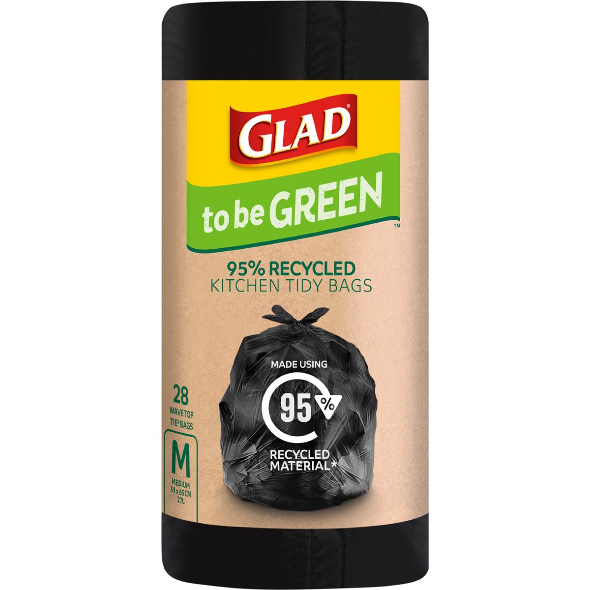 Glad To Be Green 95% Recycled Kitchen Tidy Bags Medium 28 pack
