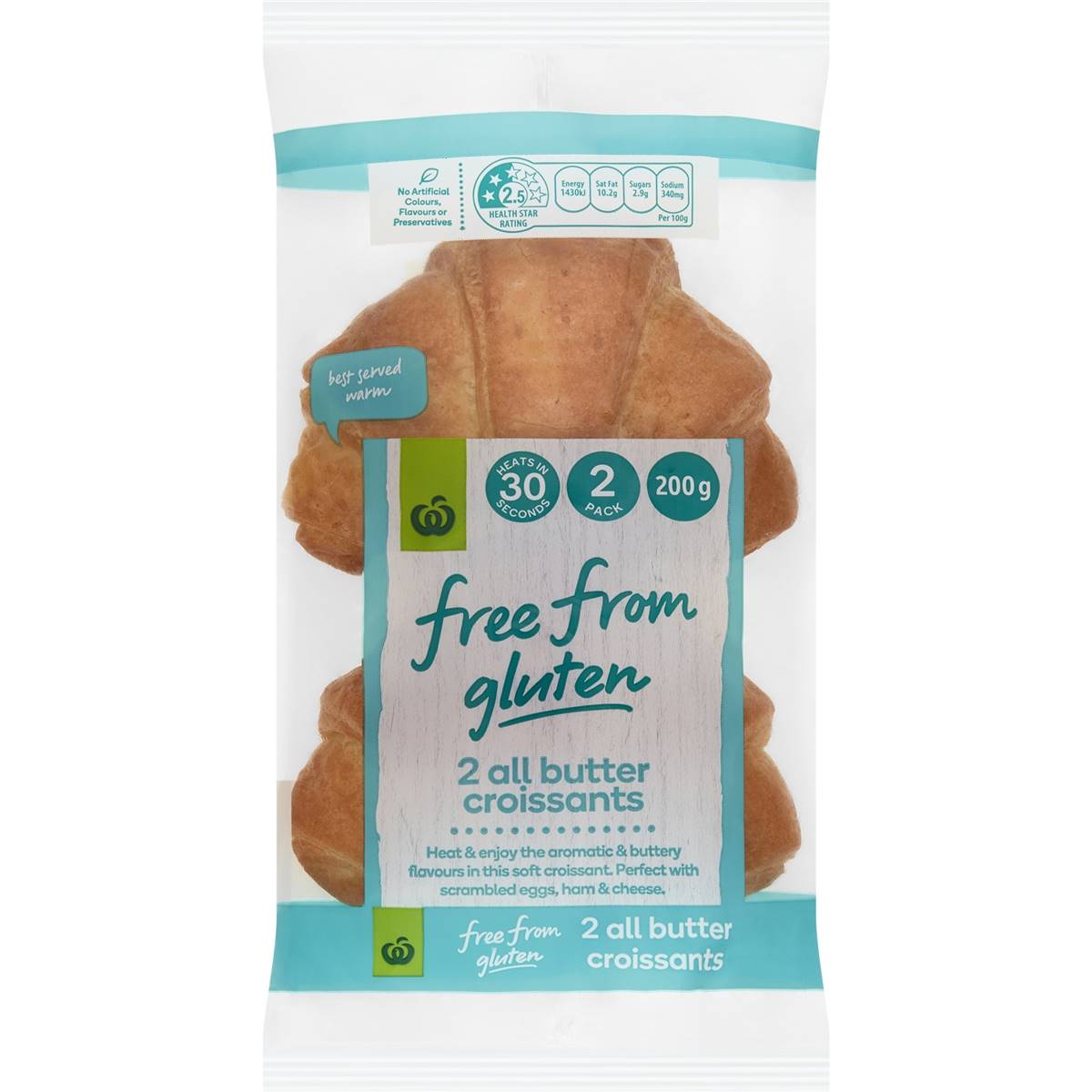 Calories in Woolworths Free From Gluten Croissants