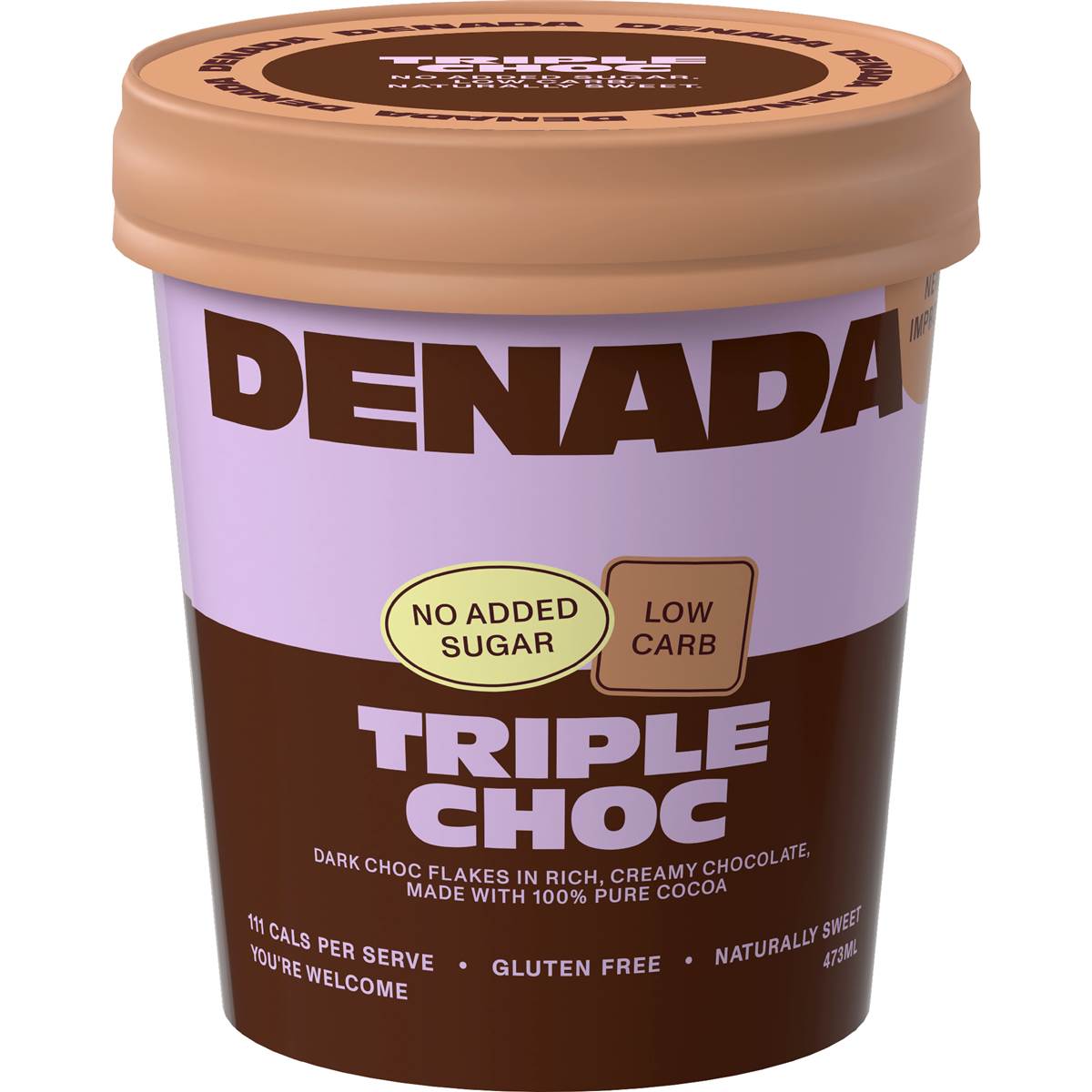 Denada Triple Choc Frozen Dessert Tub 473mL