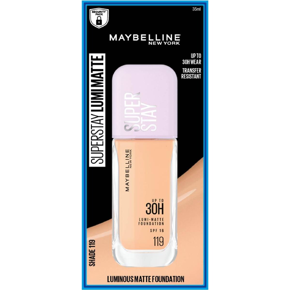 Maybelline Superstay Lumi 30H Matte Foundation 119 each