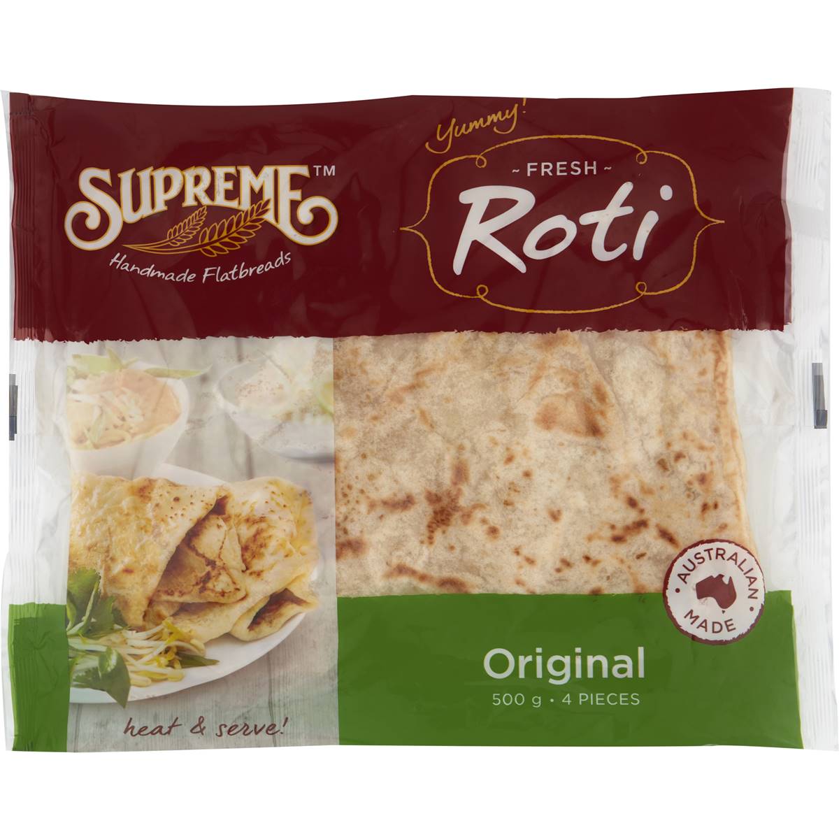 Calories in Supreme Foods Roti Bread Canai