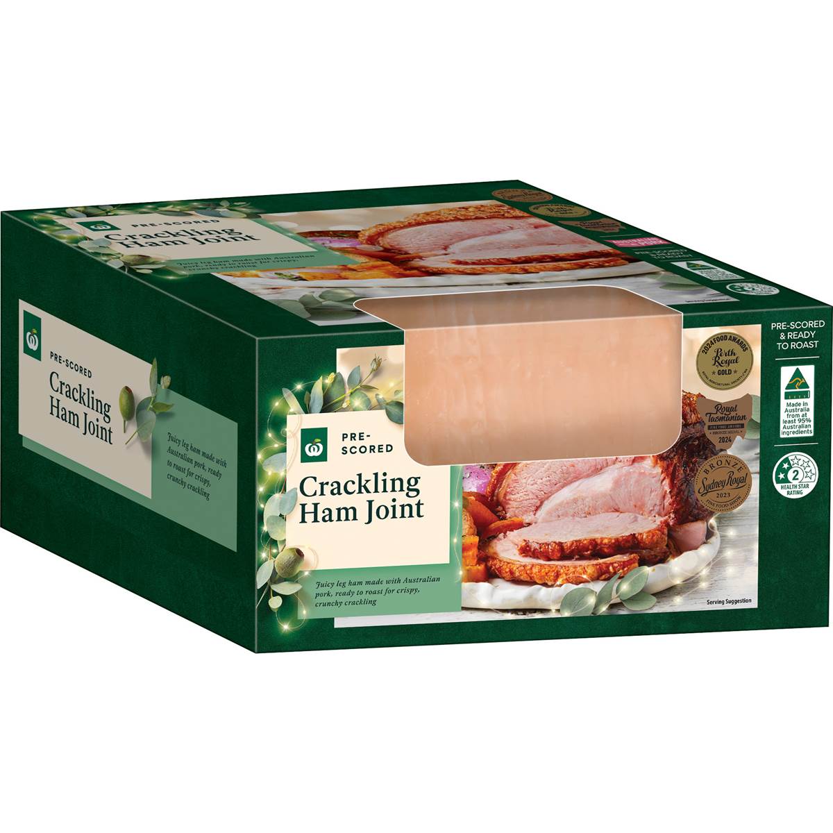 Calories in Coles Crackling Ham Boneless Leg Ham Portion calcount